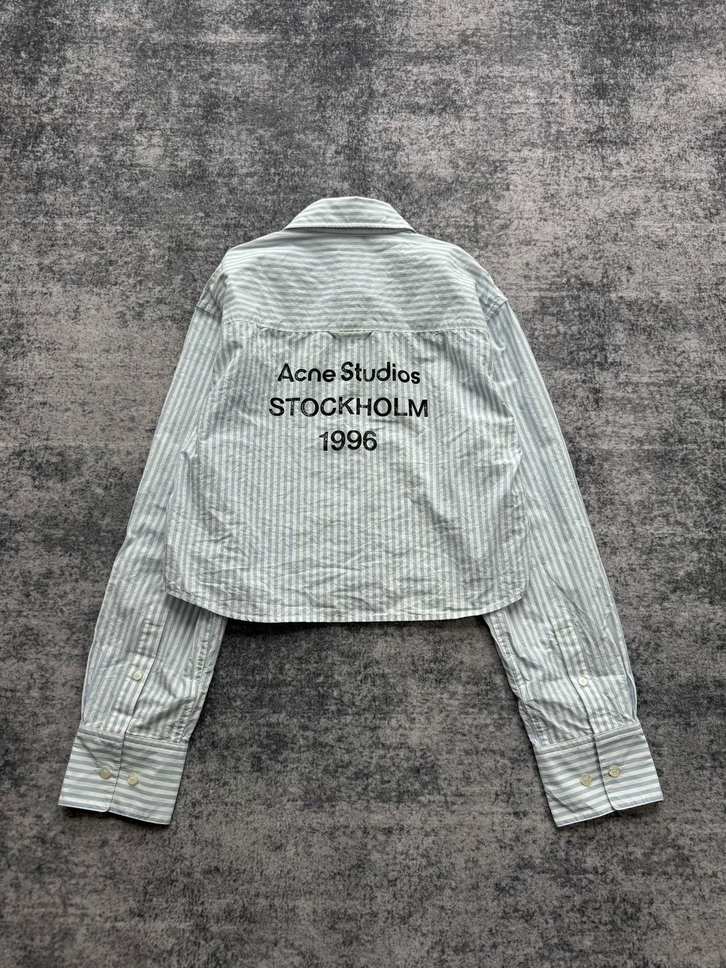 Acne Studios Acne Studios Blue White Stripe Short Shirt Size M / US 6-8 / IT 42-44 - 1 Thumbnail