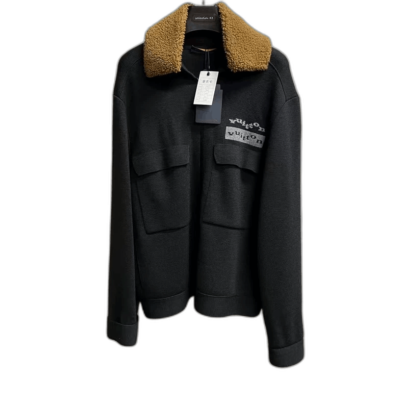 Louis Vuitton Black Logo Print Zip Jacket