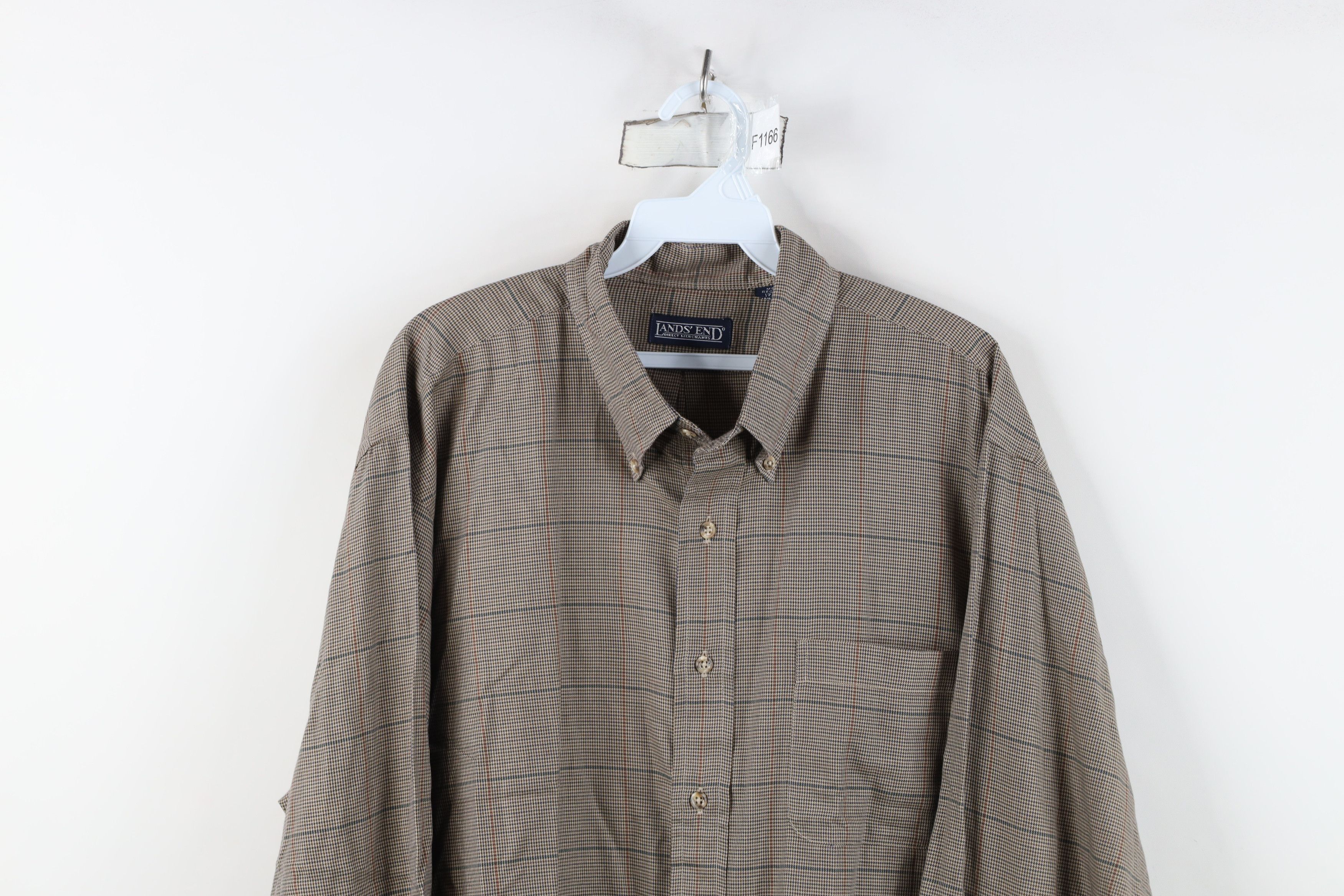 Lands' End Vintage 90s Lands End Houndstooth Collared Button Down Shirt Size US XL / EU 56 / 4 - 2 Thumbnail
