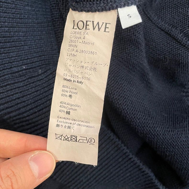 Loewe loewe Navy blue embroidered logo round-neck knitted sweater Size US S / EU 44-46 / 1 - 6 Thumbnail