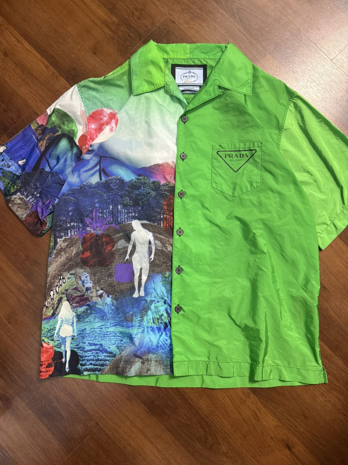 Prada Double Match planet bowling shirt nylon