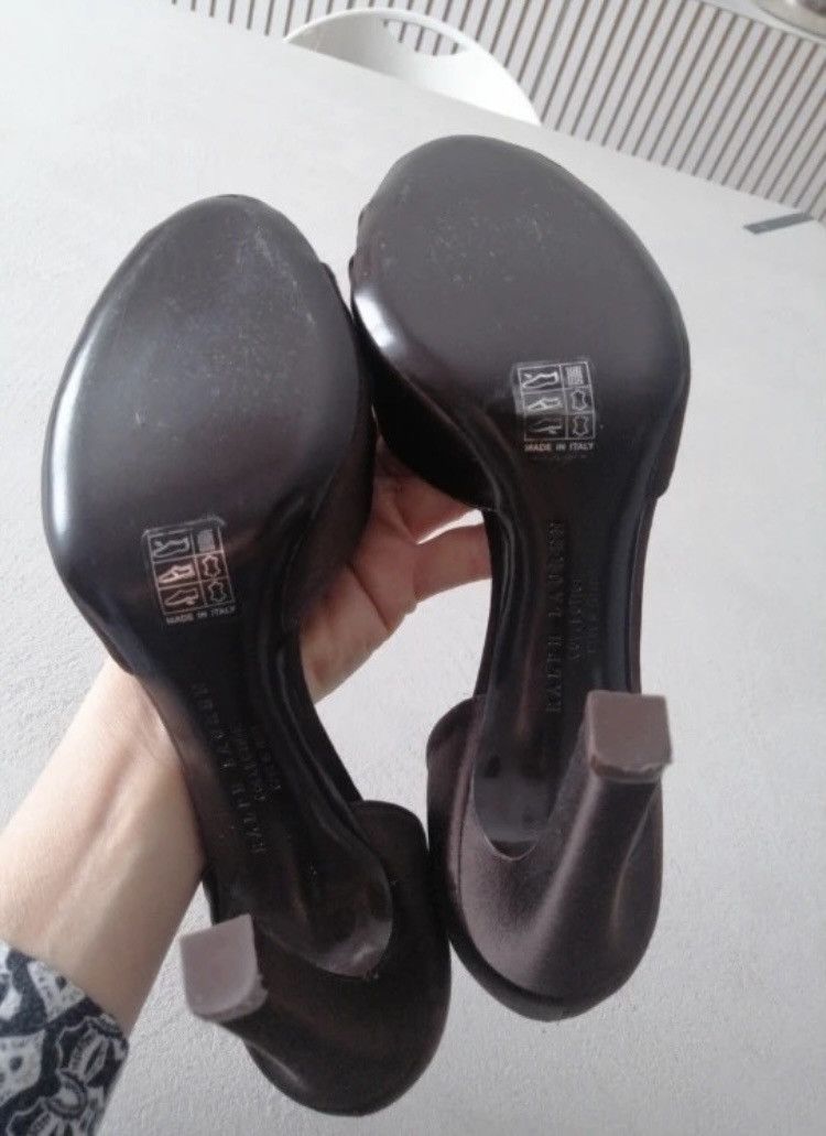 Ralph Lauren Ralph Lauren brown peep toe satin heels Size US 11 / IT 41 - 3 Thumbnail