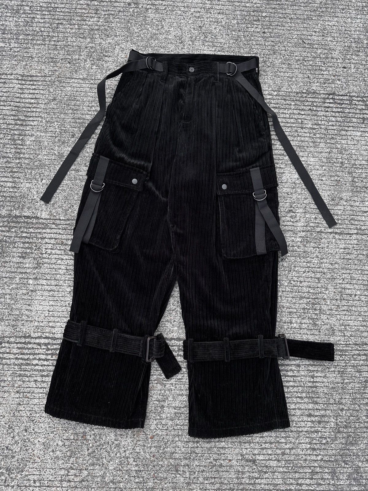 Japanese Brand × SHAREEF Shareef Black Corduroy Bondage Cargo Pants Size US 30 / EU 46 - 3 Thumbnail