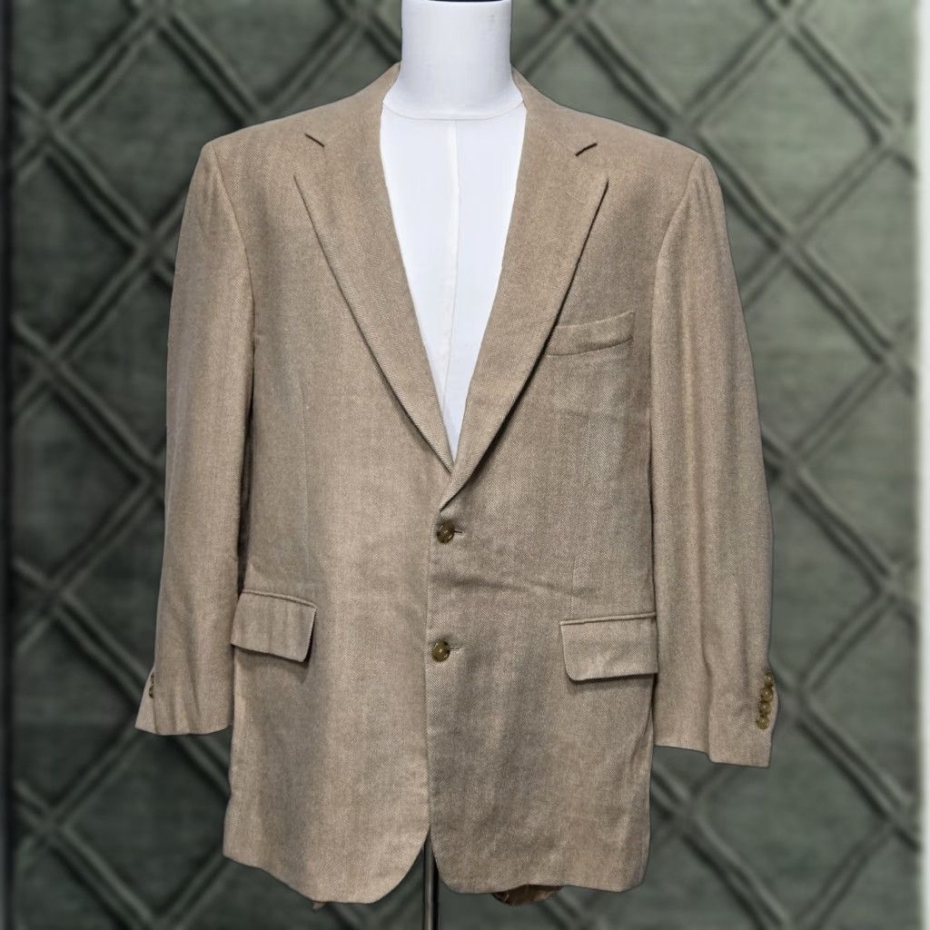 Brooks Brothers Brooks Brothers Blazer Mens 46 Camel Hair Herringbone Sport Coat Jacket Beige 3-in-1 Button Size 46R - 1 Thumbnail