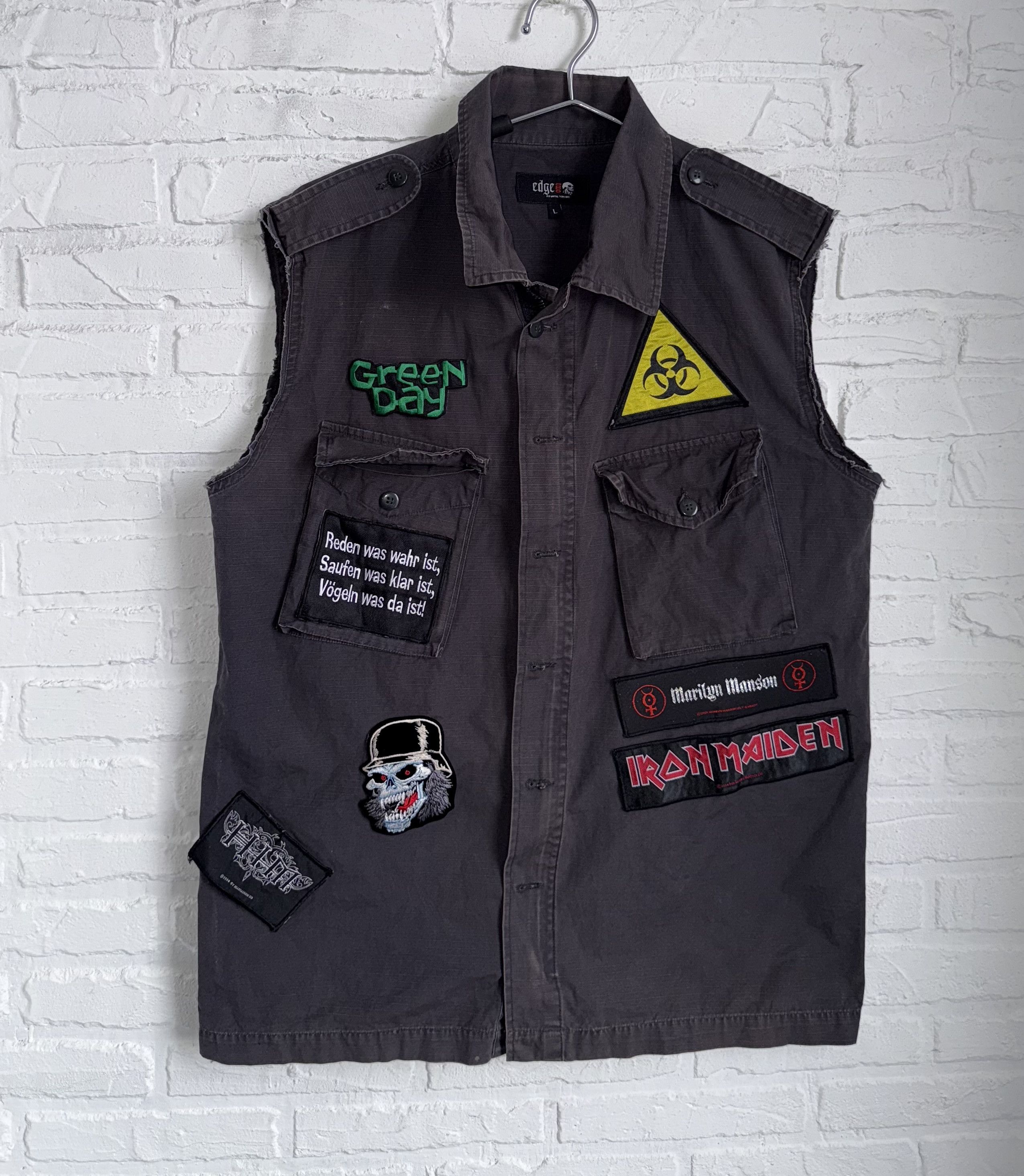 Y2K Metal Kutte Battle Vest Original 2000s Band Patches