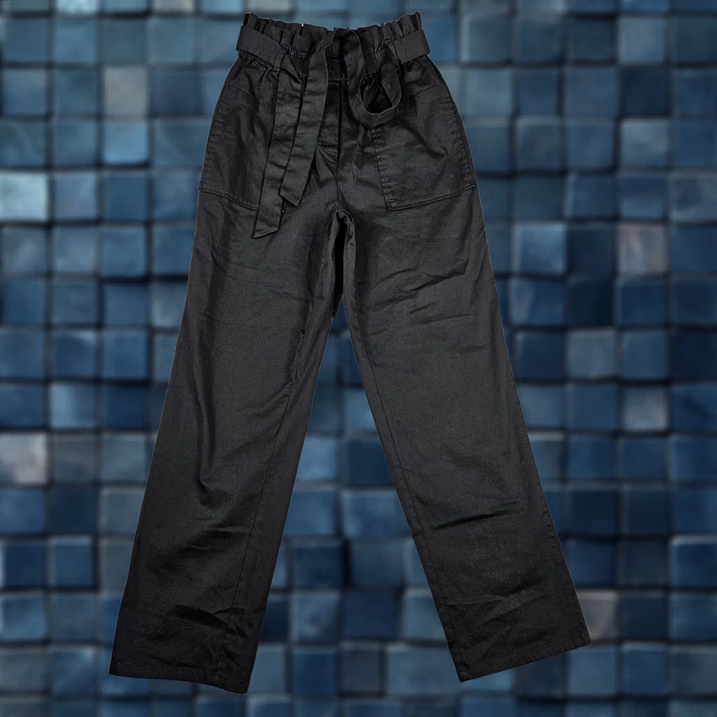 Vintage The Drop Women's Pants S Black Paperbag Belted High Rise Modern Regular Size 28" / US 6 / IT 42 - 1 Thumbnail