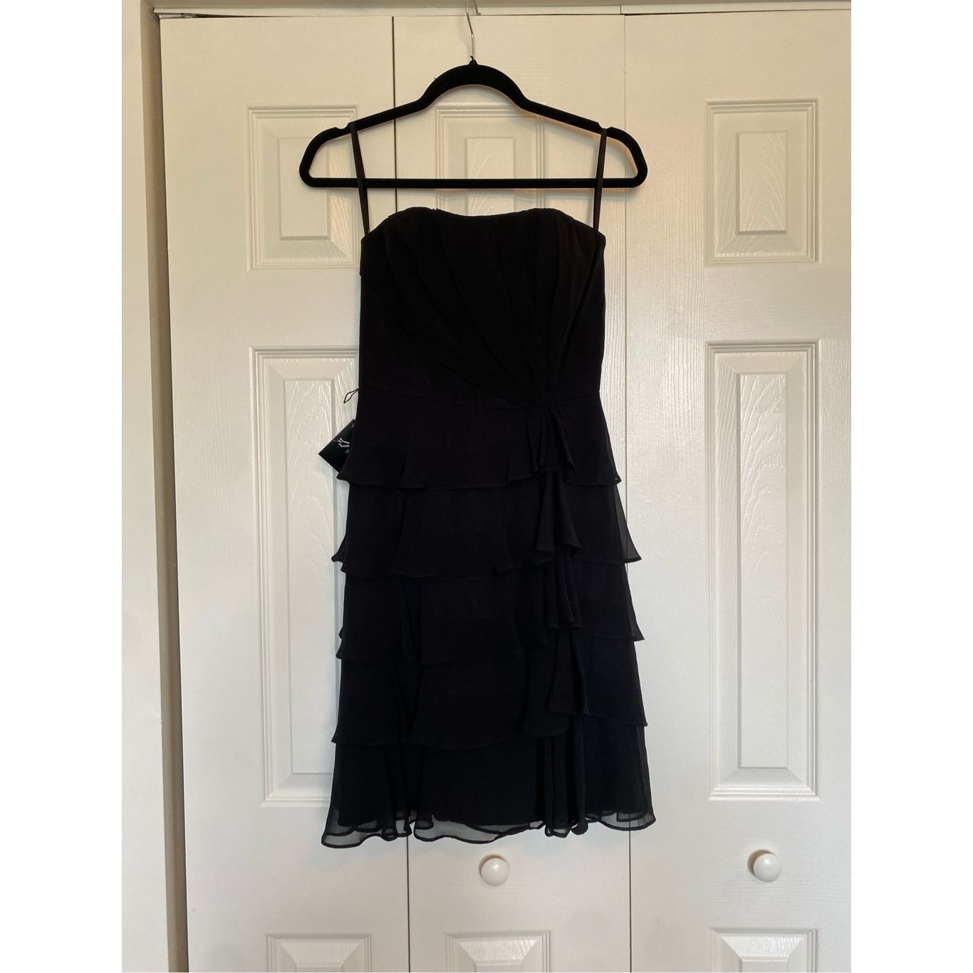 White House Black Market WHBM NWT Black Ruffle Cocktail Strapless Dress, Size 0, MSRP Size XS / US 0-2 / IT 36-38 - 1 Thumbnail