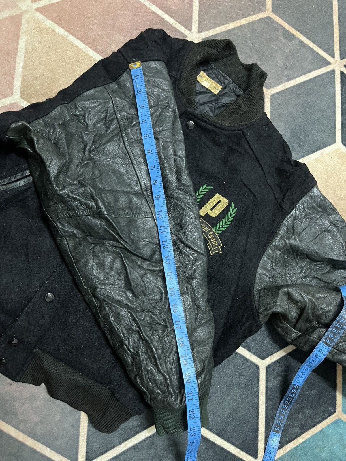 Prince 💥Vintage PRINCE Team Golden Logo Varsity Leather Jackets Size US L / EU 52-54 / 3 - 16 Thumbnail