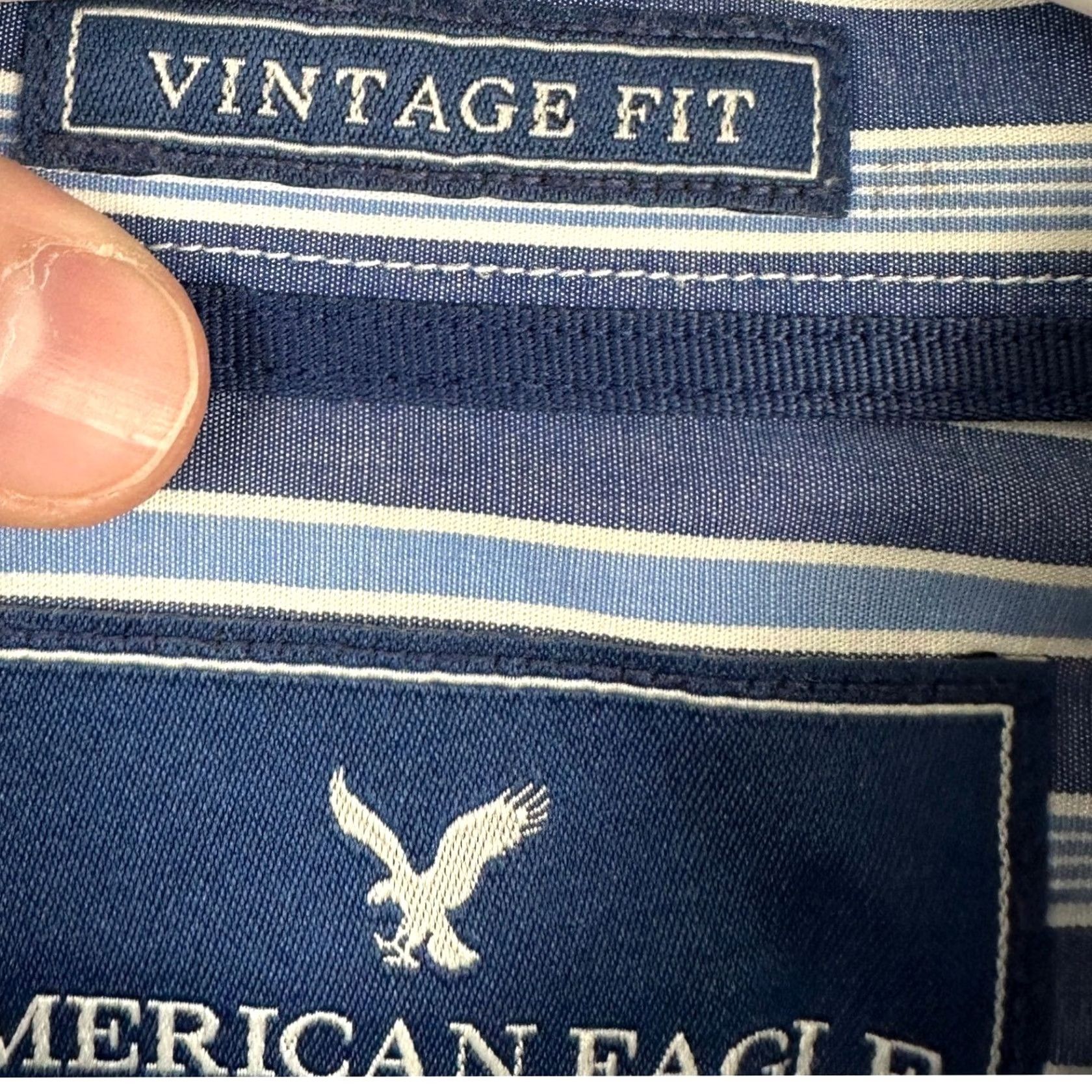American Eagle Outfitters VINTAGE American Eagle Shirt Button Up Mens XL Blue Striped Long Sleeve Size US XL / EU 56 / 4 - 5 Thumbnail