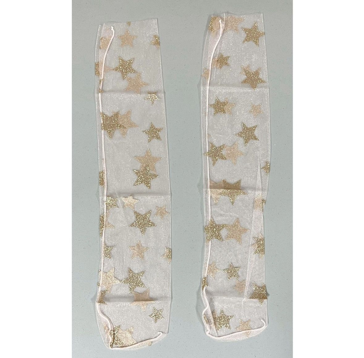 Vintage Tan Gold Sheer Glitter Star Ankle Socks Hosiery Lingerie ✨ Size ONE SIZE - 2 Thumbnail