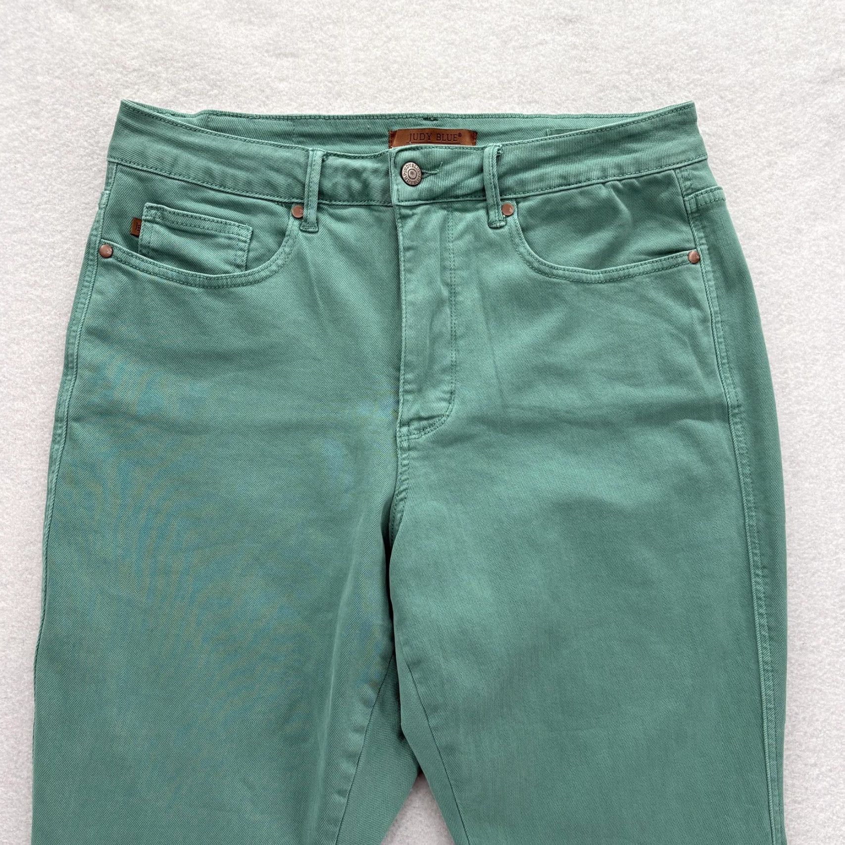 Denime Judy Blue Jeans Flare Women 14W Green Medium Wash Mid Rise Stretch Denim Women Jeans 5-Pocket Design Boys? Size 36" / US 14 / IT 50 - 2 Thumbnail