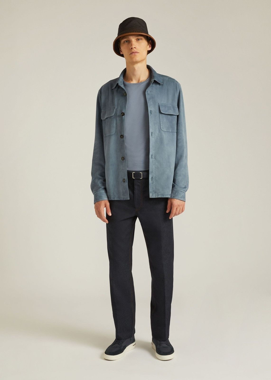 Loro Piana o1srvl11e0924 Suede Overshirt in Blue Size US S / EU 44-46 / 1 - 5 Thumbnail