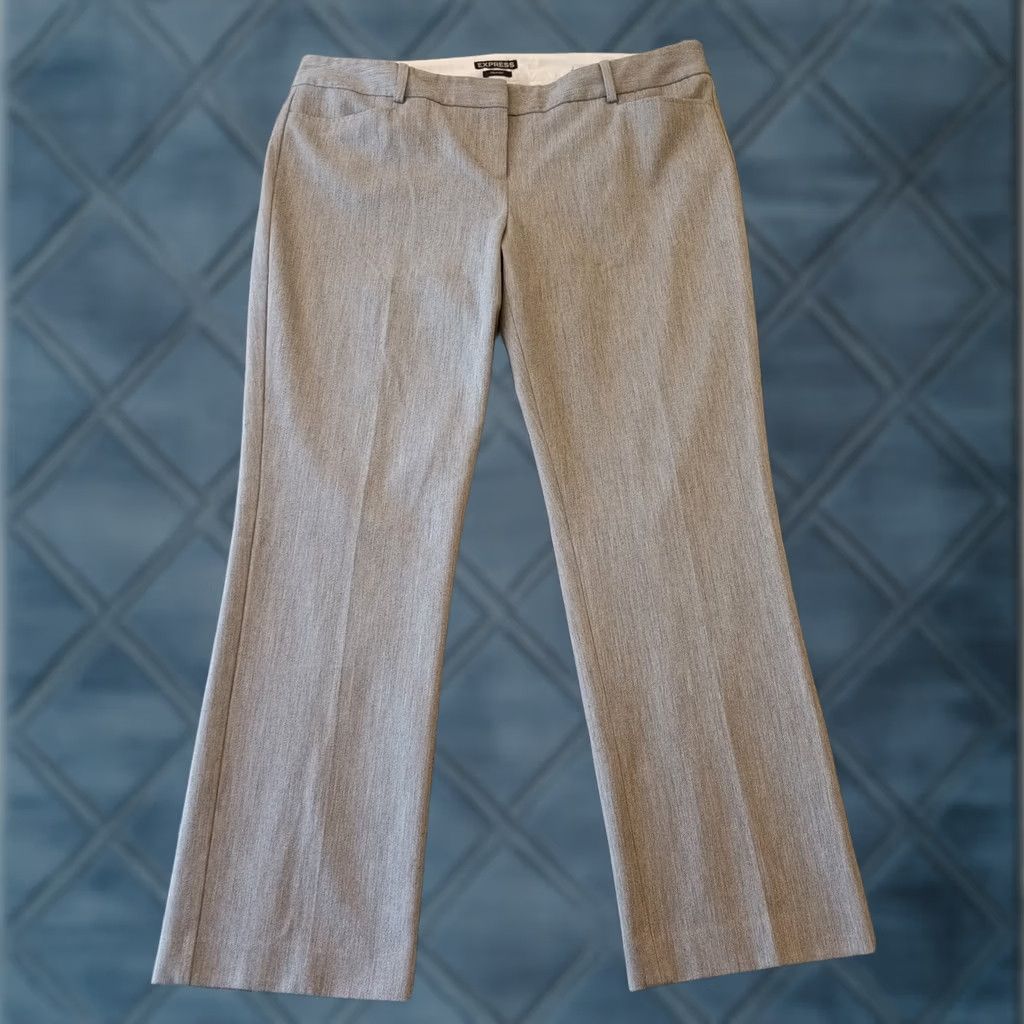 Express Express Columnist Dress Pants Womens Size 10 Gray Mid Rise 34x26.5 Pockets Straight Front Formal Dressy Facebook Size 32" / US 10 / IT 46 - 1 Thumbnail