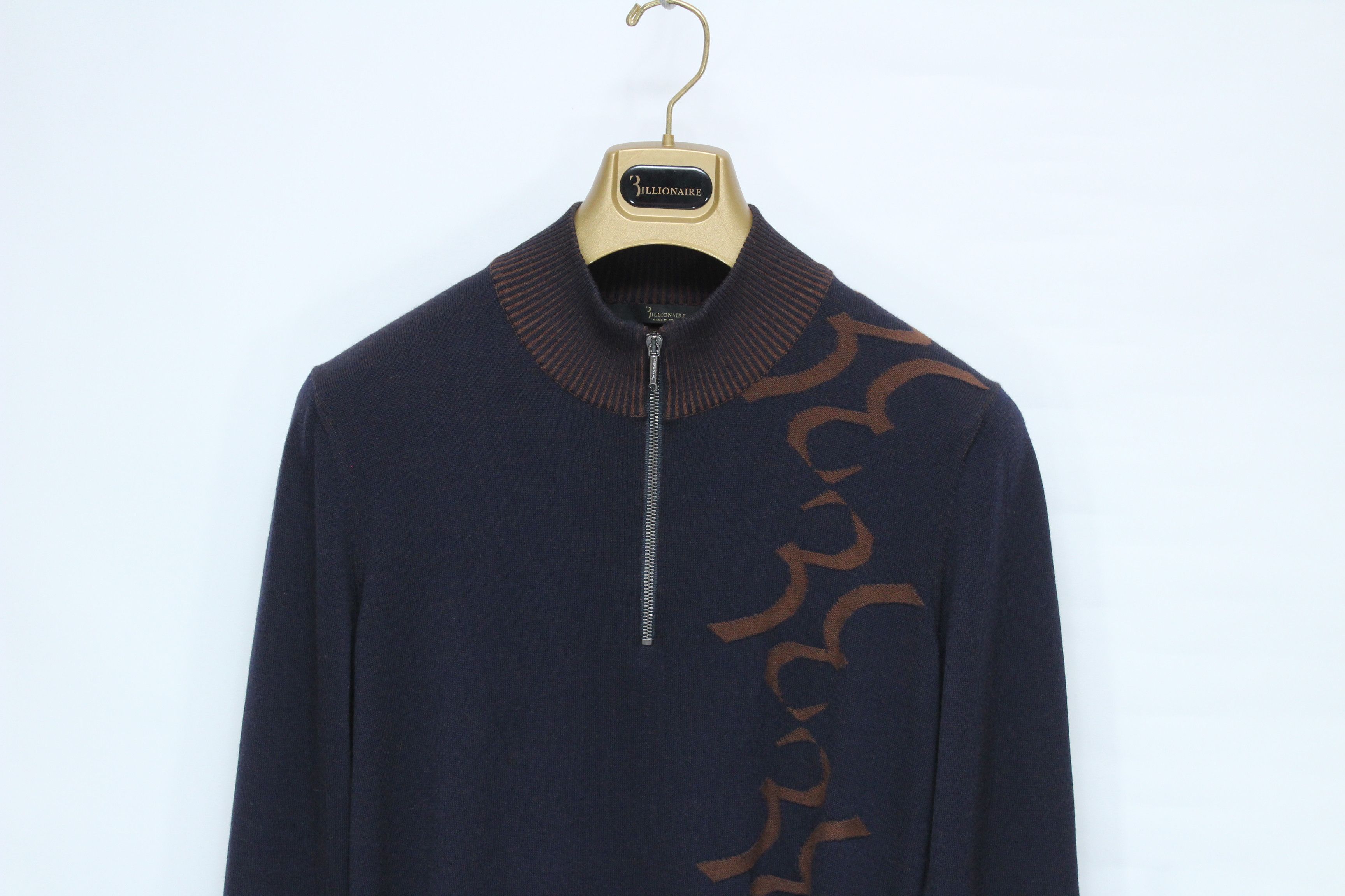 Billionaire Couture Billionaire Couture Italy FW19 Wool Cotton Zip Mock Pullover Size US S / EU 44-46 / 1 - 2 Thumbnail