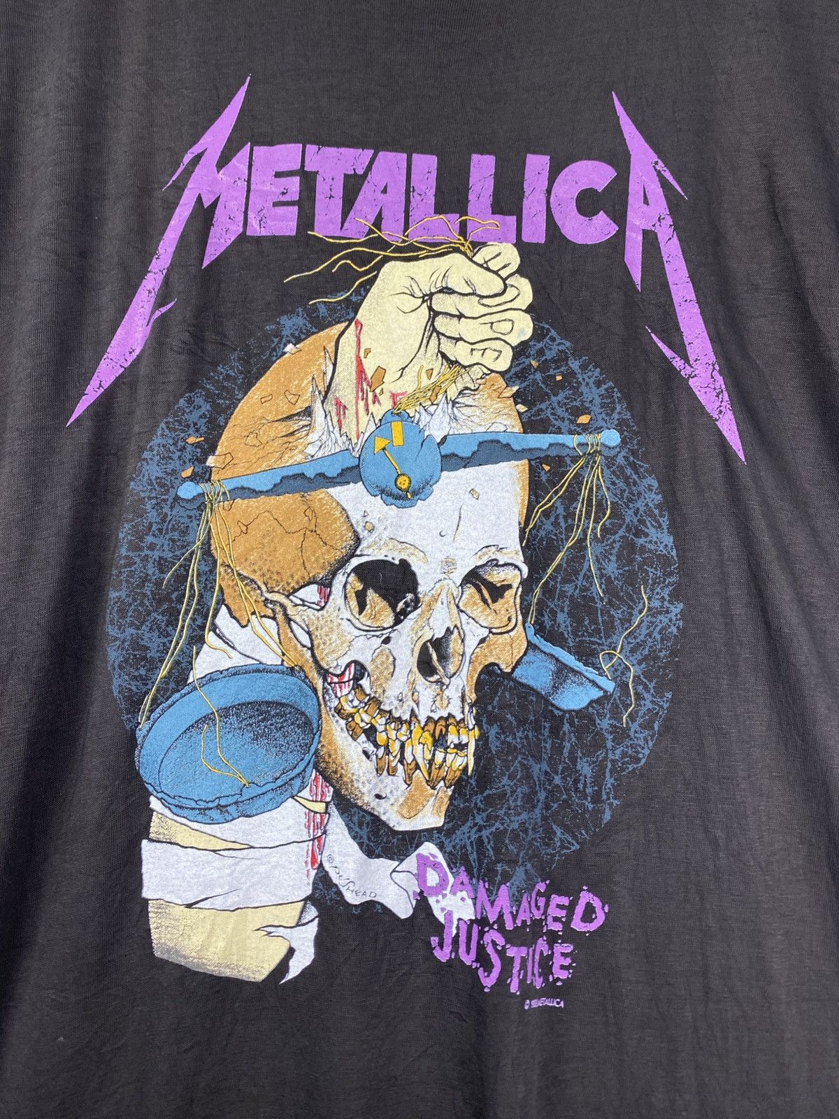Metallica Rare🔥Vintage 80s Metallica Damaged Justice Pushead Shirt Size US L / EU 52-54 / 3 - 3 Thumbnail