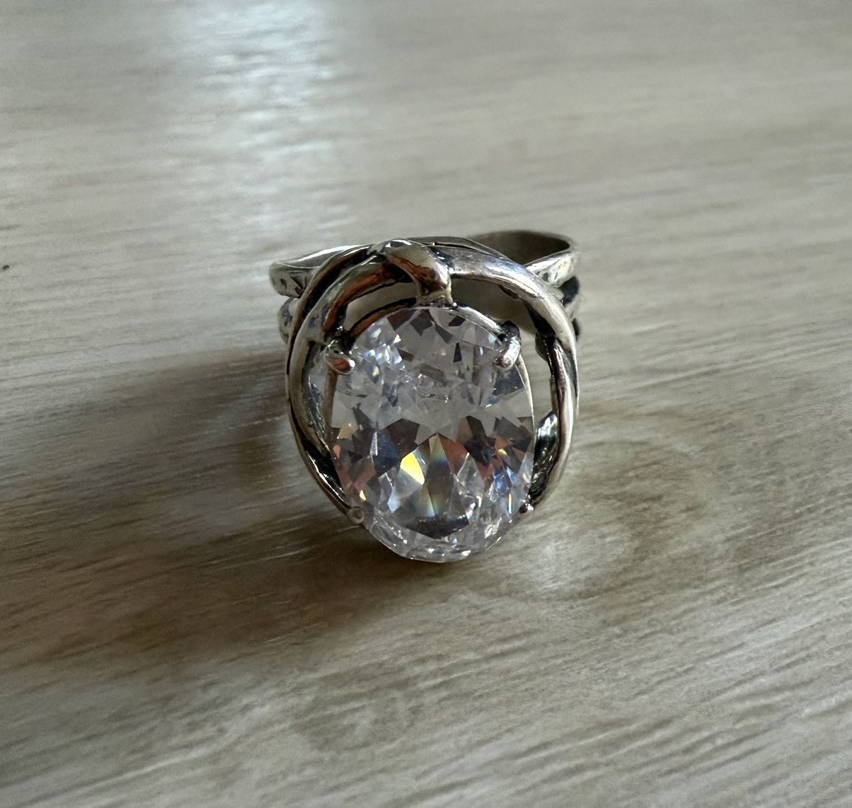 Vintage Vintage Italy 925 Silver Wrapped Nested CZ Cocktail Ring Size ONE SIZE - 3 Thumbnail