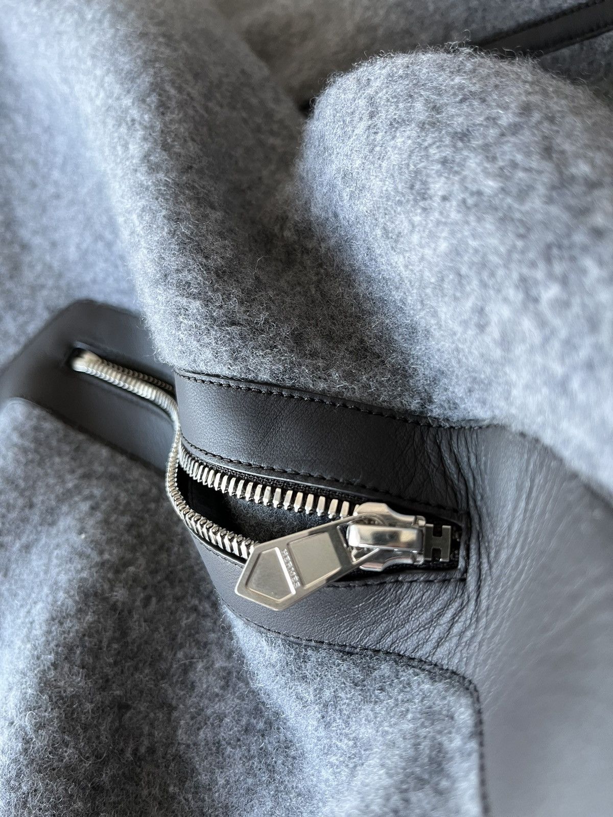 Hermes $5k Super Runway Leather Cashmere Hooded Sweater