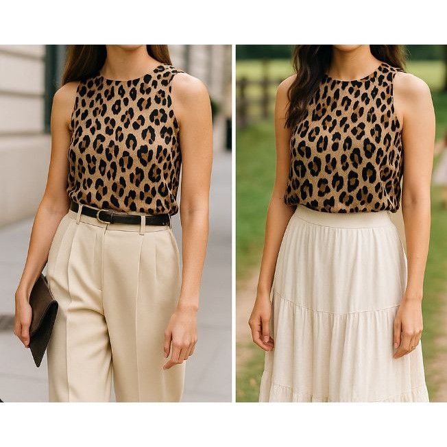 Other Made In Heaven Women's Leopard Sleeveless Top L Layering St Size L / US 10 / IT 46 - 1 Thumbnail