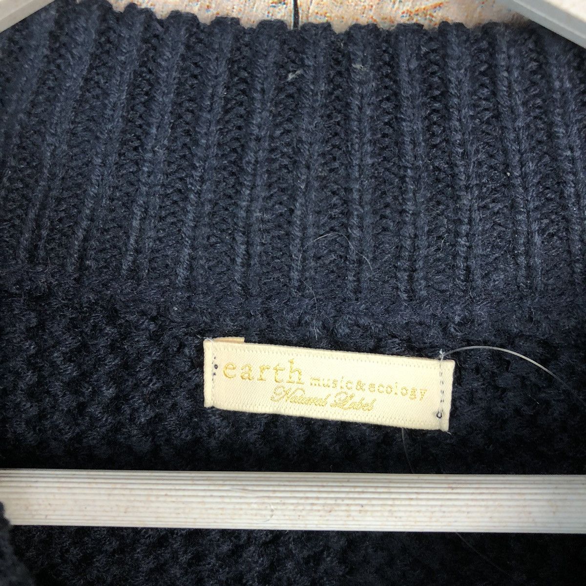 Homespun Knitwear × Japanese Brand Earth Music Econology Dark Blue cable Knitwear #A1223 Size US S / EU 44-46 / 1 - 9 Thumbnail