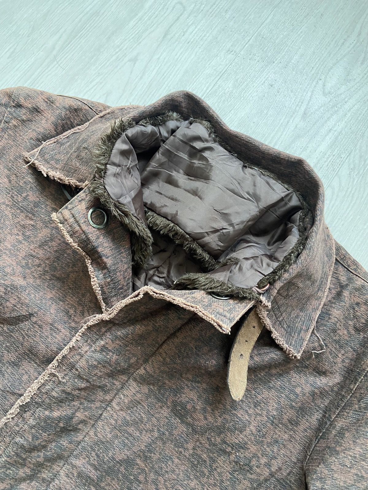 If Six Was Nine × In The Attic Vintage 1990’s In The Attic Shadow Motif Fur Trench Jacket Size US M / EU 48-50 / 2 - 7 Thumbnail