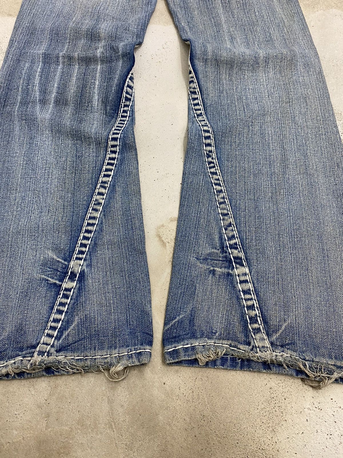 Hysteric Glamour Flare True Religion Japan Light Blue Distressed Denim Size US 31 - 11 Thumbnail