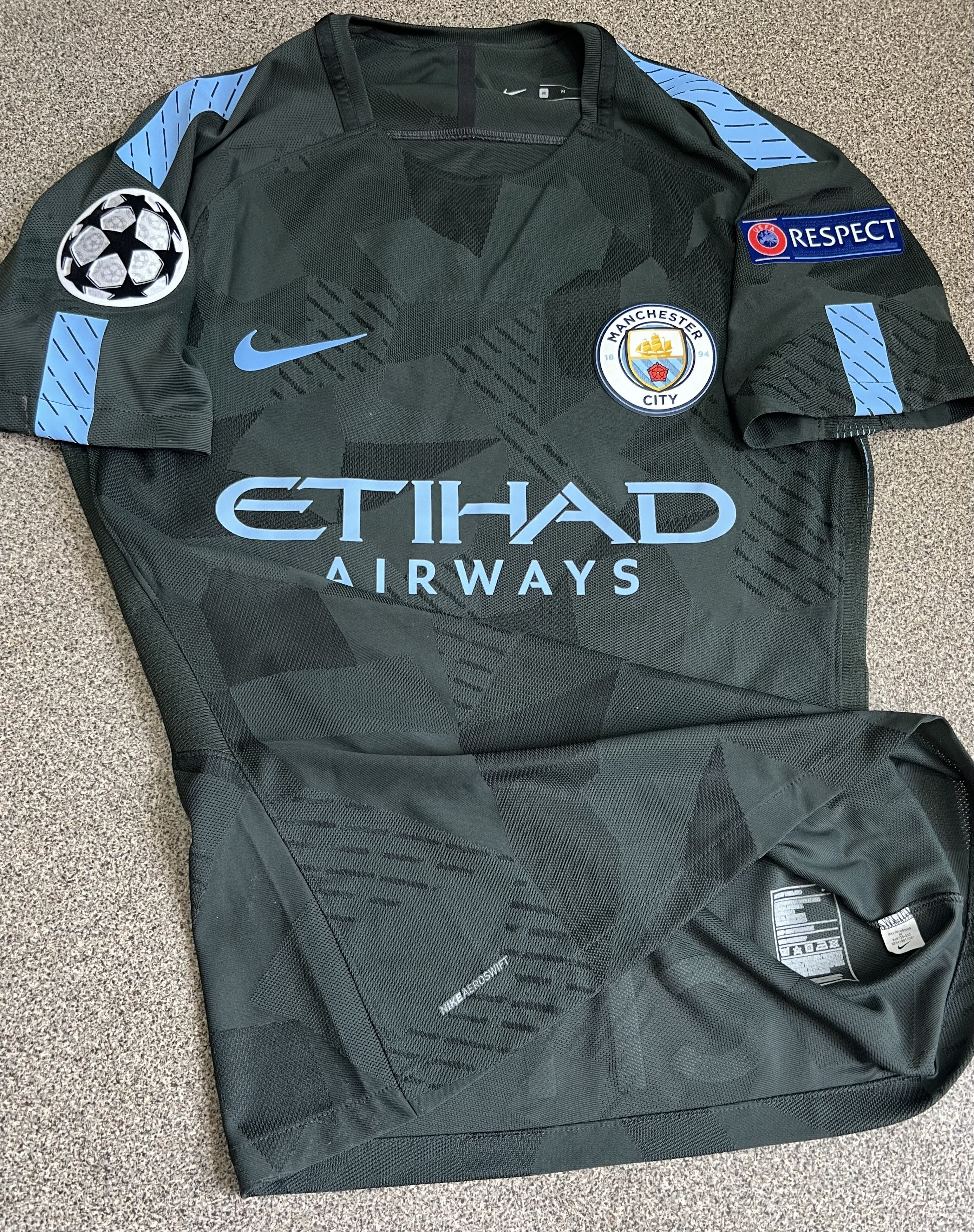 image of Man City Issued Jersey in Grey, Men's (Size Medium)
