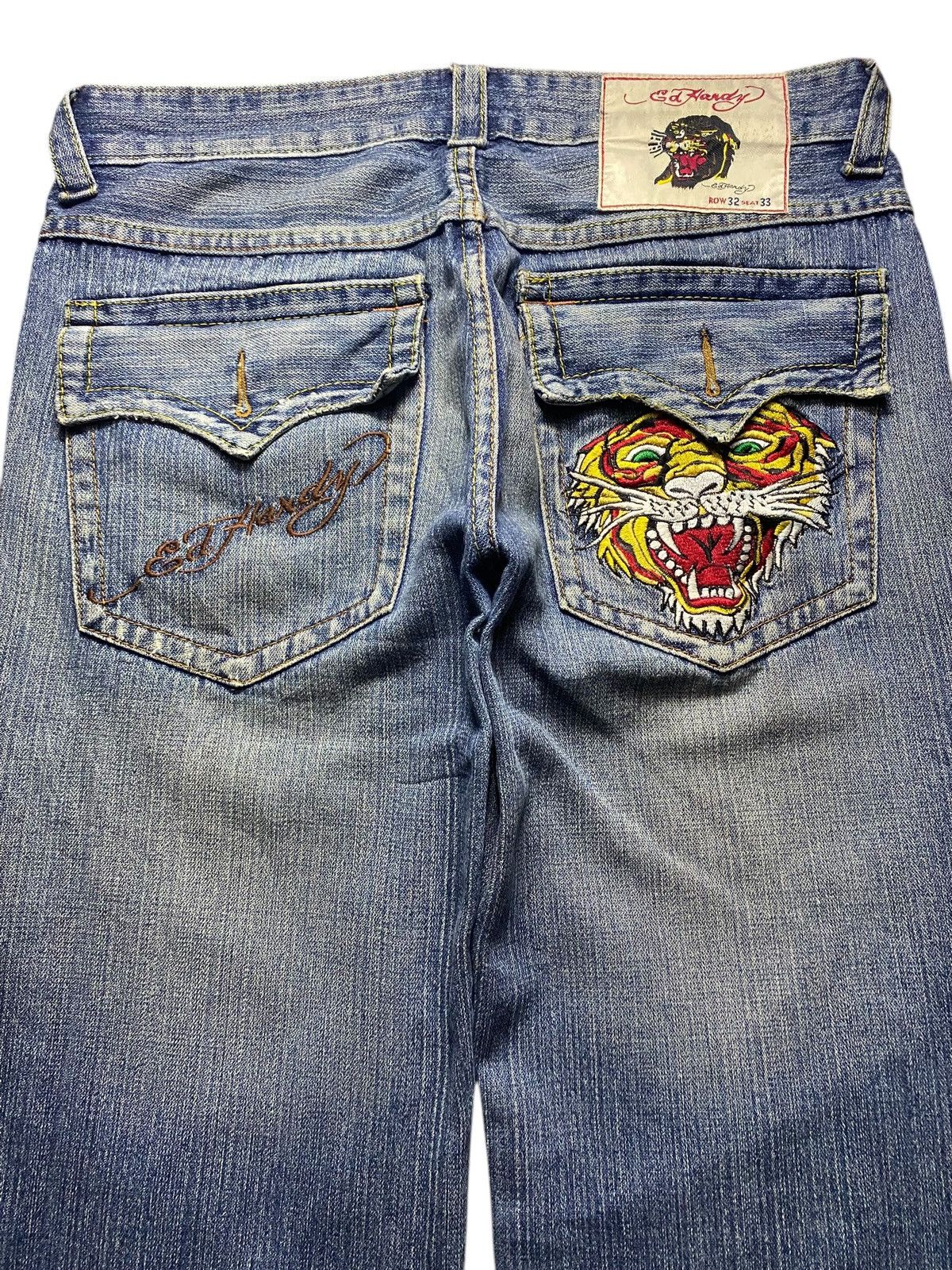 Christian Audigier Vintage Tatto Wear Ed Hardy Tiger Jeans Size US 33 - 3 Thumbnail