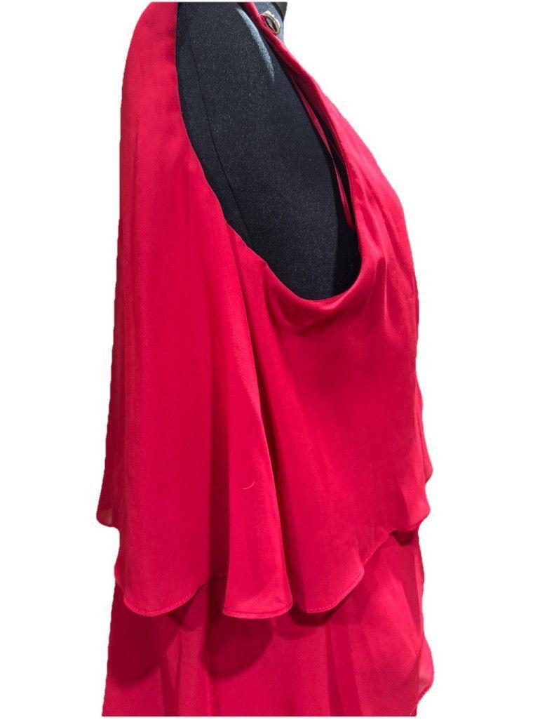 SLVDR SLNY Crimson Rhinestone Shoulder Tiered Chiffon DressSIZE 14 Size XL / US 12-14 / IT 48-50 - 7 Thumbnail