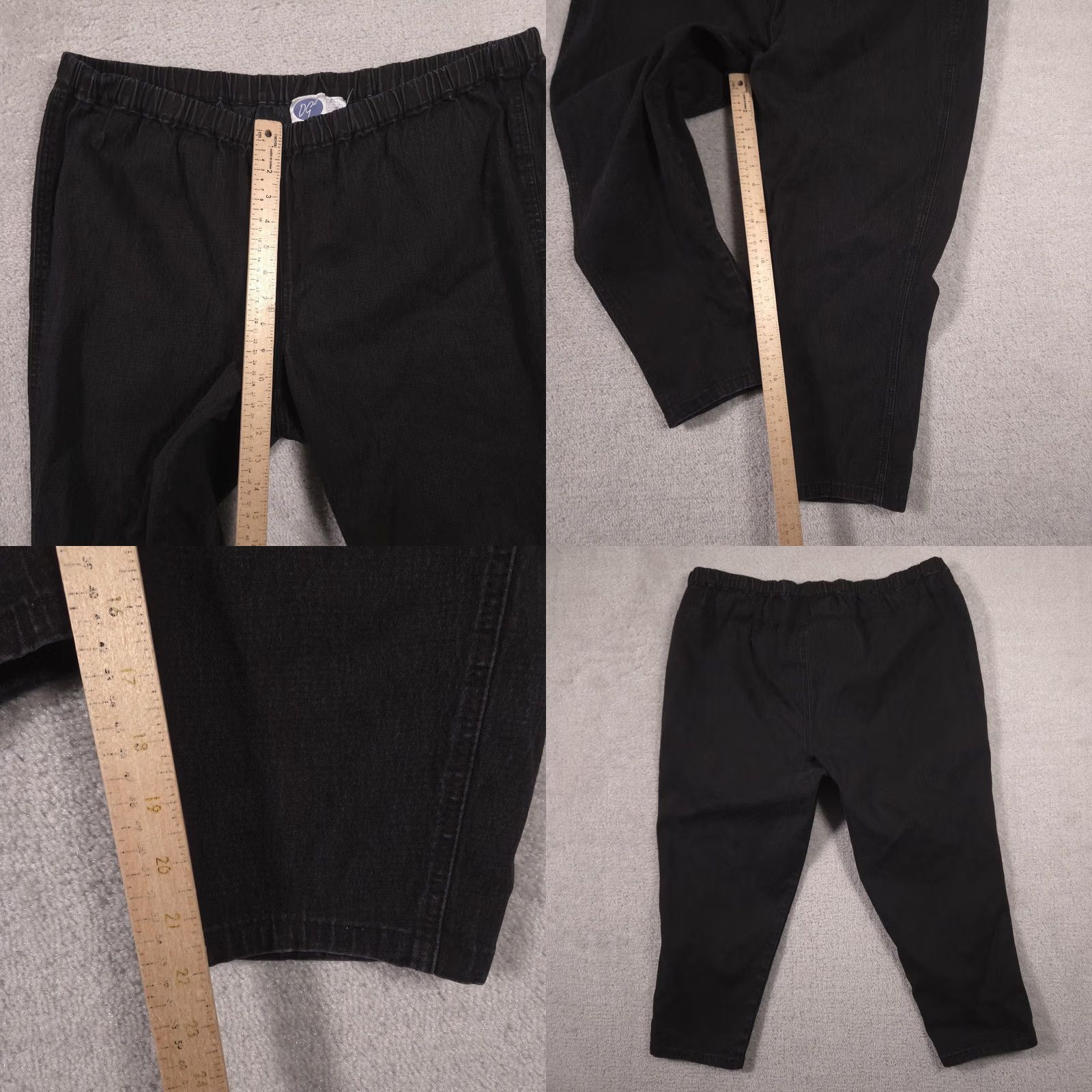 Vintage DG2 by Diane Gilman Capri Jeans Womens P2X Black High Rise Elastic Waist Stretch Capris Size 40" / US 18 - 8 Thumbnail