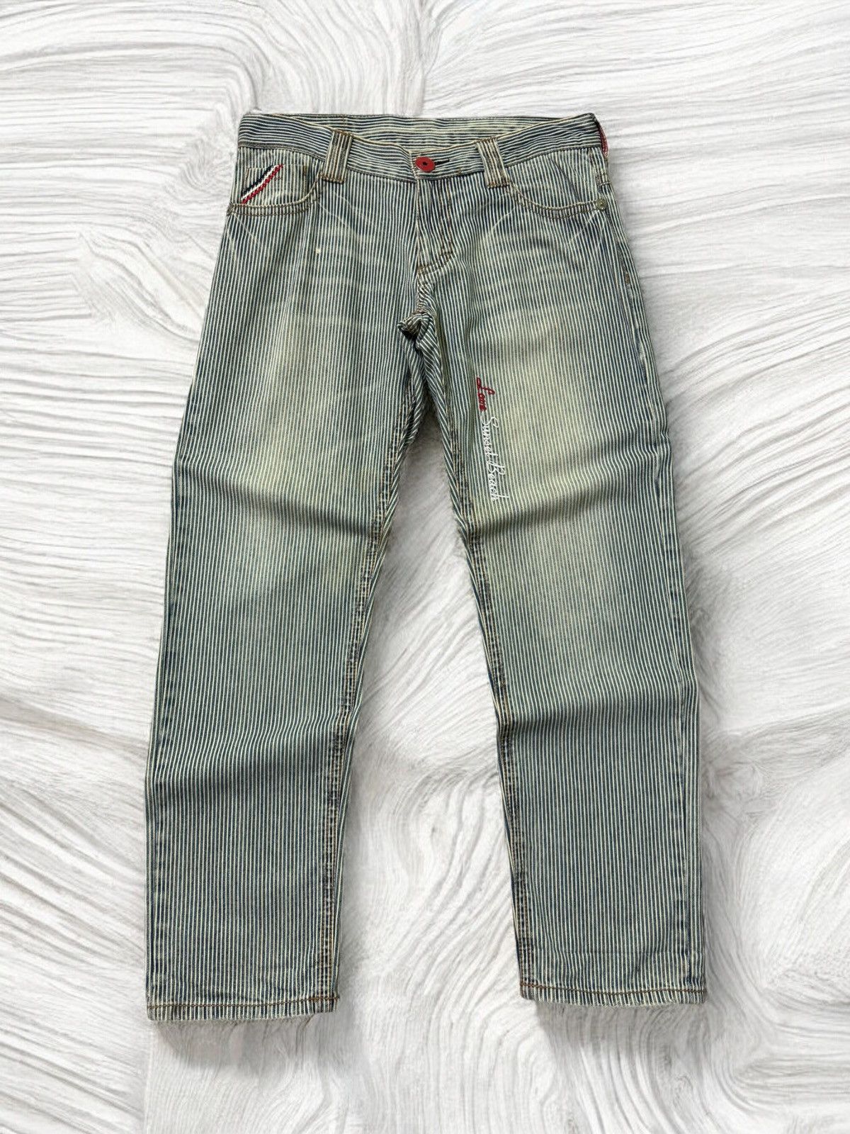 Hysteric Glamour × Japanese Brand LOVE SUNSET BEACH HICKORY STRIPED DENIM Size US 33 - 1 Thumbnail