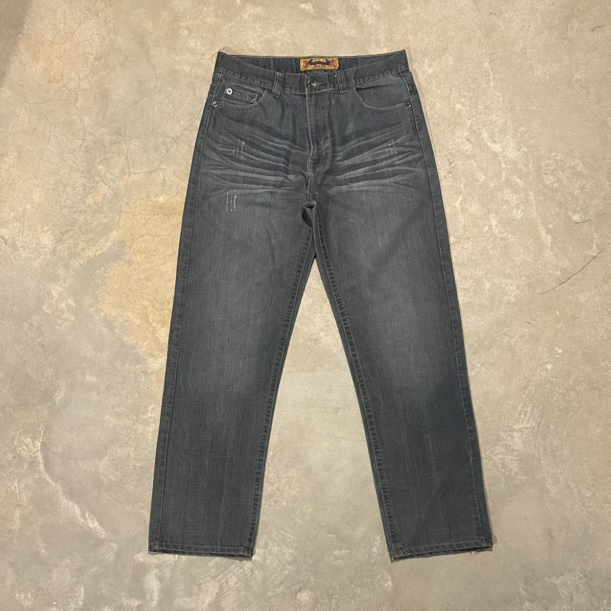 Affliction × Southpole × Vintage Crazy Vintage Y2K Embroidered Baggy Faded Jeans Cyber Size US 35 - 4 Thumbnail