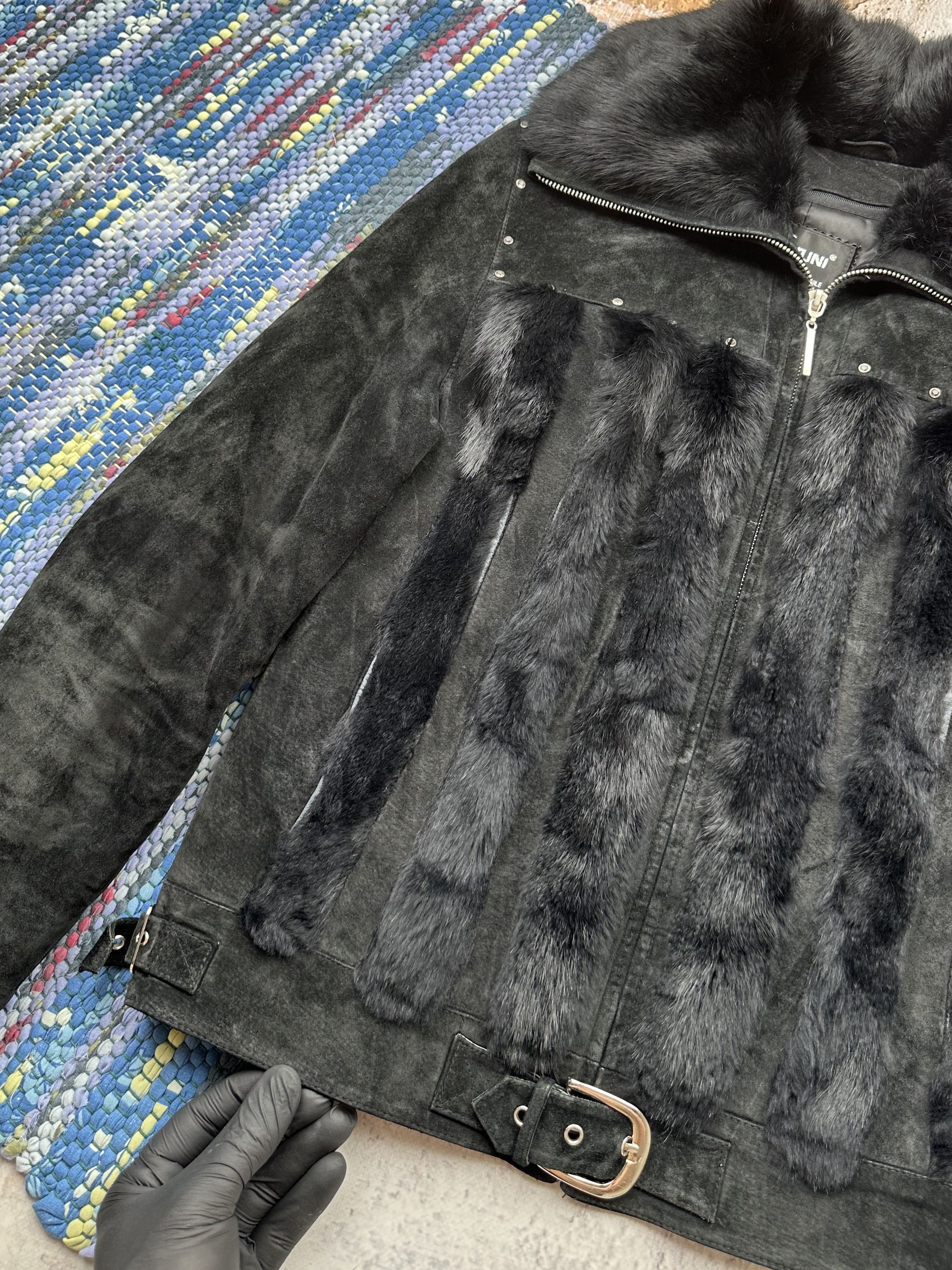 Vintage Vintage Real Fur and Suede Leather Jacket With Belt A71D15 Size M / US 6-8 / IT 42-44 - 5 Thumbnail