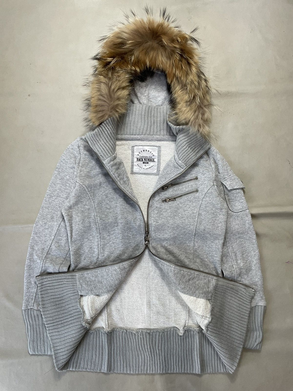Back Number zip Fur Hoodie lgb style