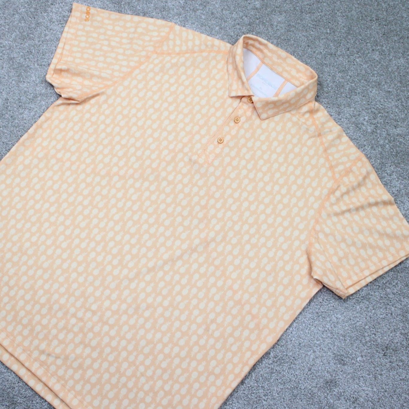 Bonobos Bonobos Polo Shirt Mens XL Orange/White Geometric Regular Fit S/S Pullover Shirt Size US XL / EU 56 / 4 - 3 Thumbnail