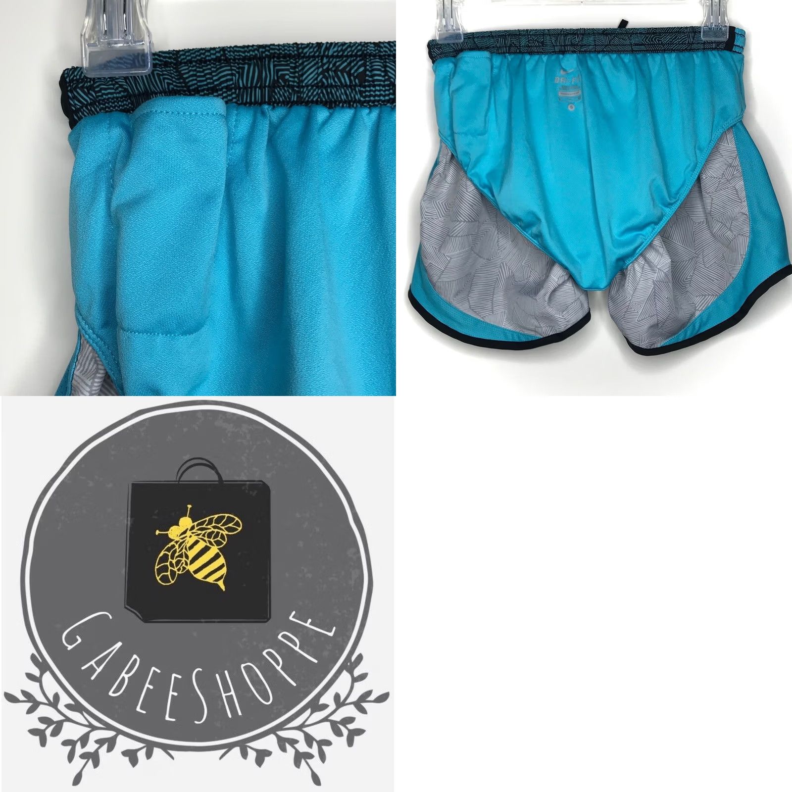 Nike Nike Dri-Fit Tempo Running Shorts Women's S Blue Black Geometric Print Lined Size 28" / US 6 / IT 42 - 8 Thumbnail
