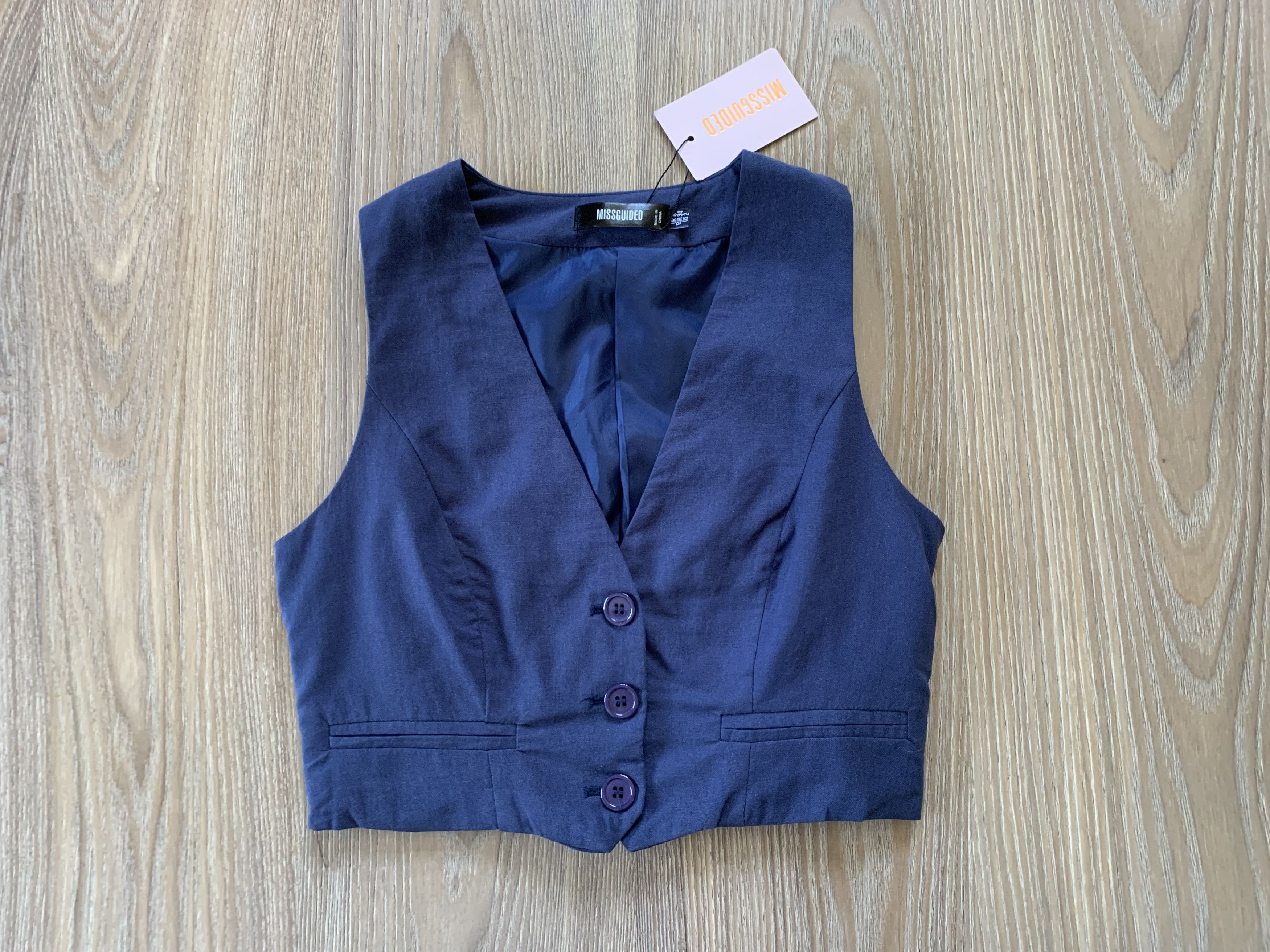 Designer Missguided Women's Blue Vest Size US XXS / EU 40 - 2 Thumbnail