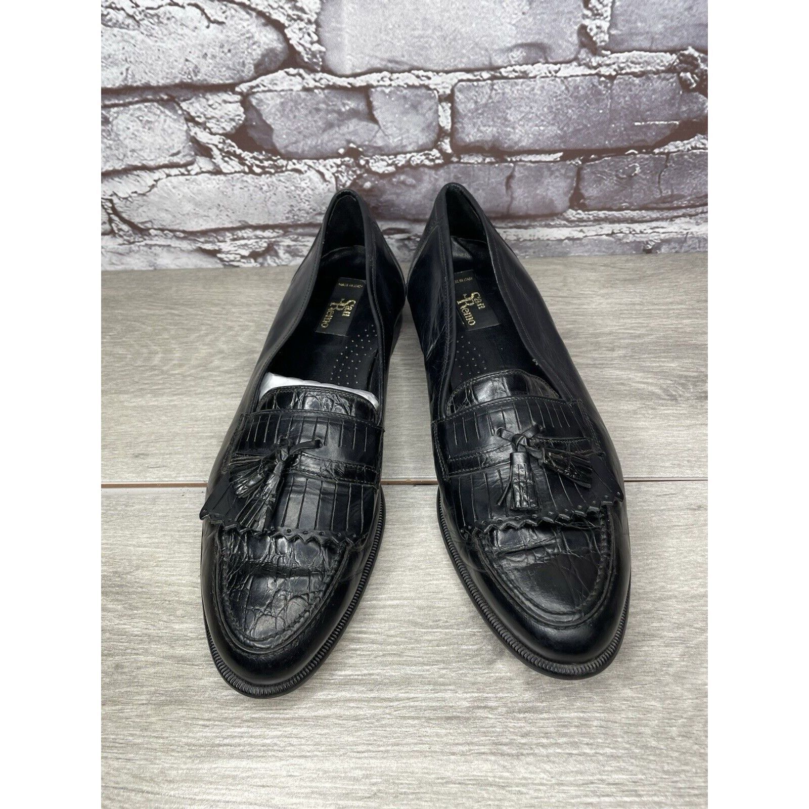 Other San Remo Black Leather Croc Kilte Tassel Dress Loafers Men S Size US 9.5 / EU 42-43 - 22 Thumbnail