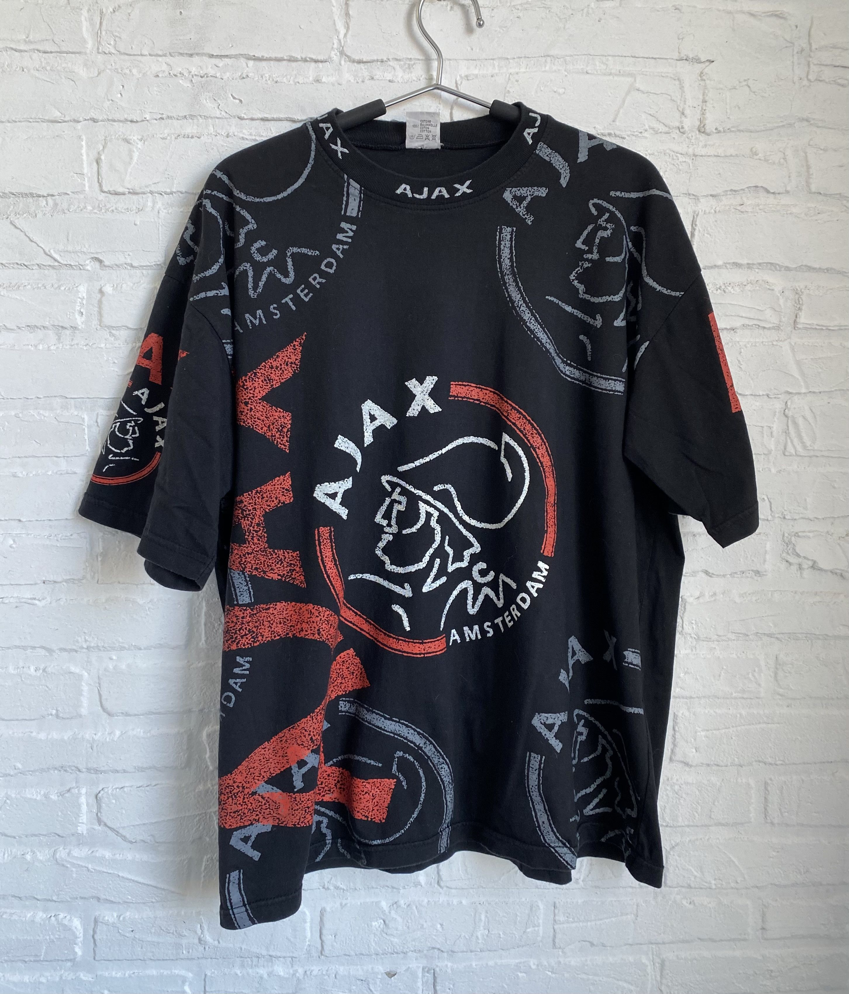 Vintage Vintage 90s AJAX Full print football soccer t-shirt Size US L / EU 52-54 / 3 - 4 Thumbnail