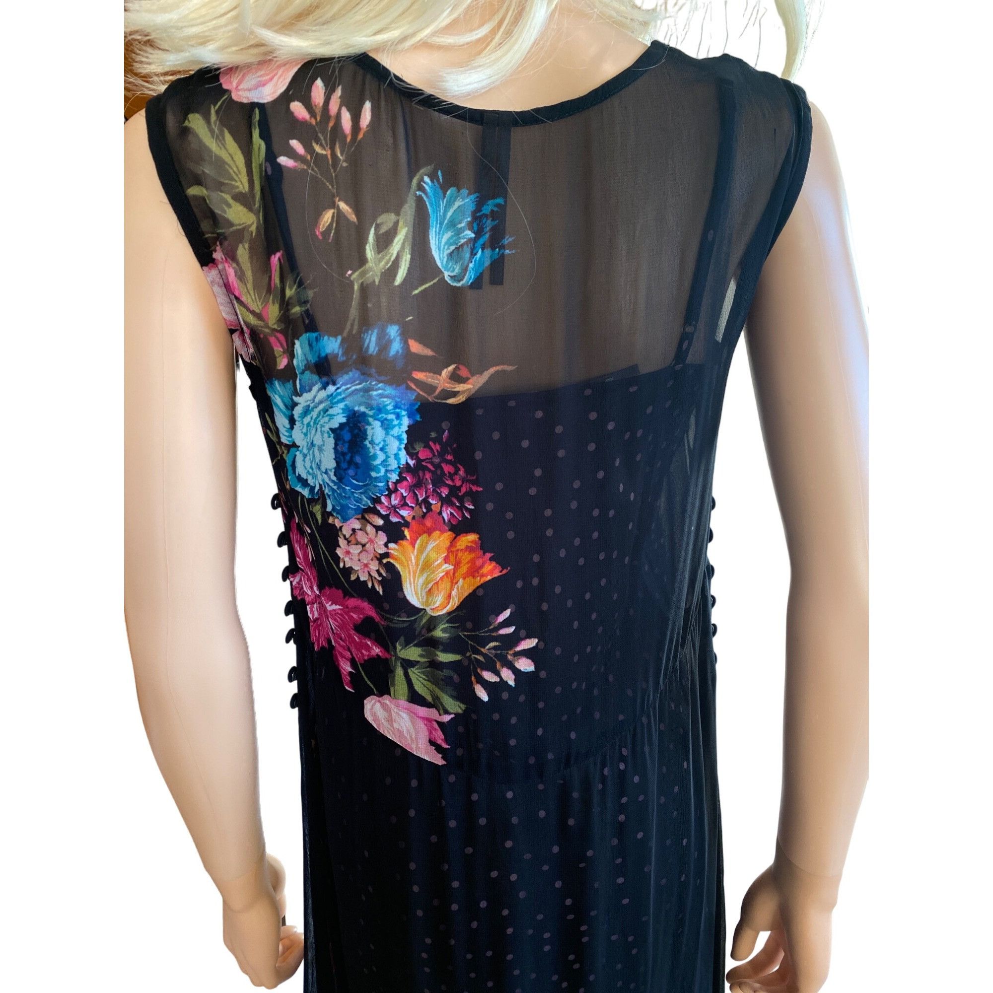 Anthropologie Anthropologie Layered Sleeveless Dress Black Floral Motif NW Size XS / US 0-2 / IT 36-38 - 6 Thumbnail