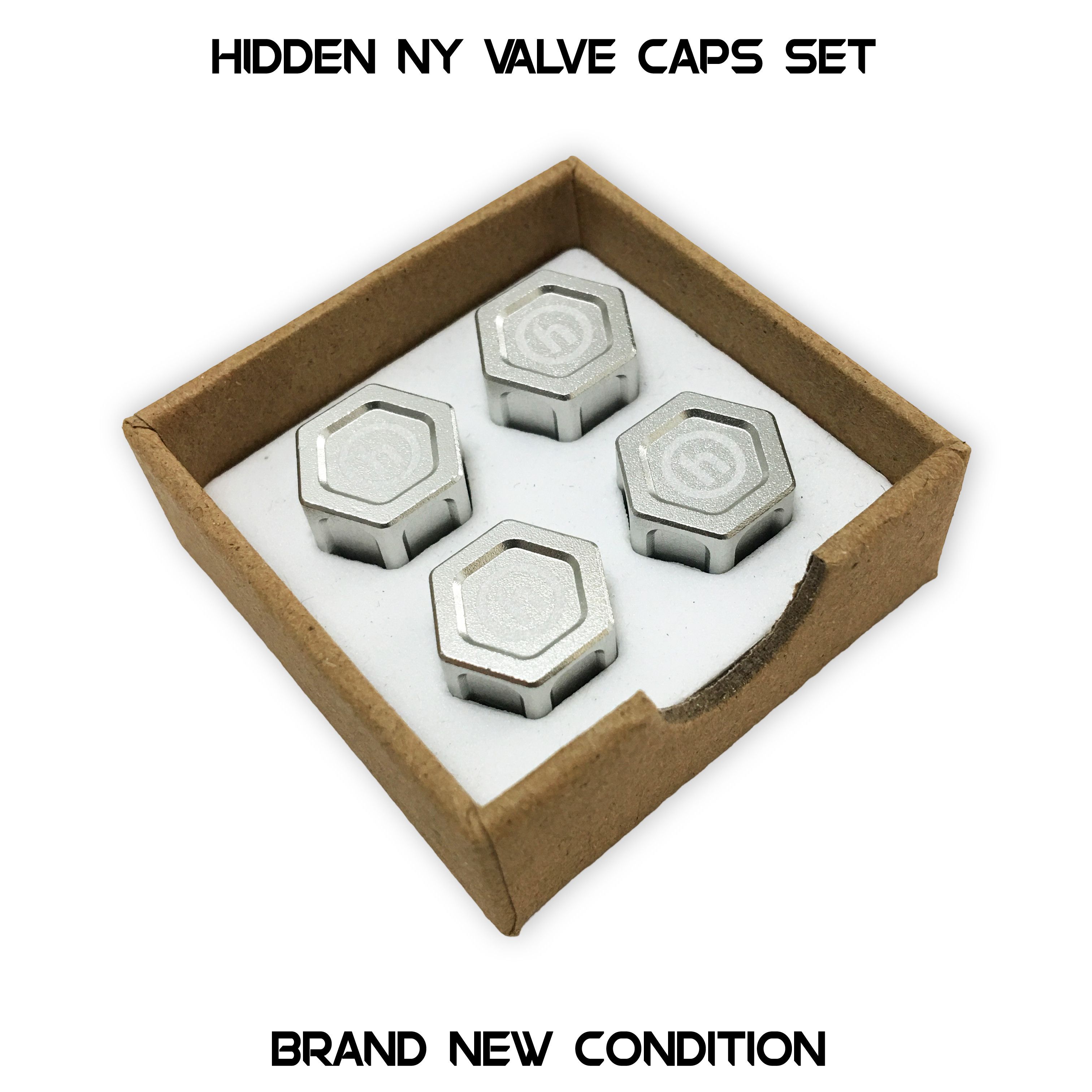 HIDDEN Hidden NY Car Tire Valve Caps Silver Color ( Set of 4 ) Size ONE SIZE - 1 Thumbnail