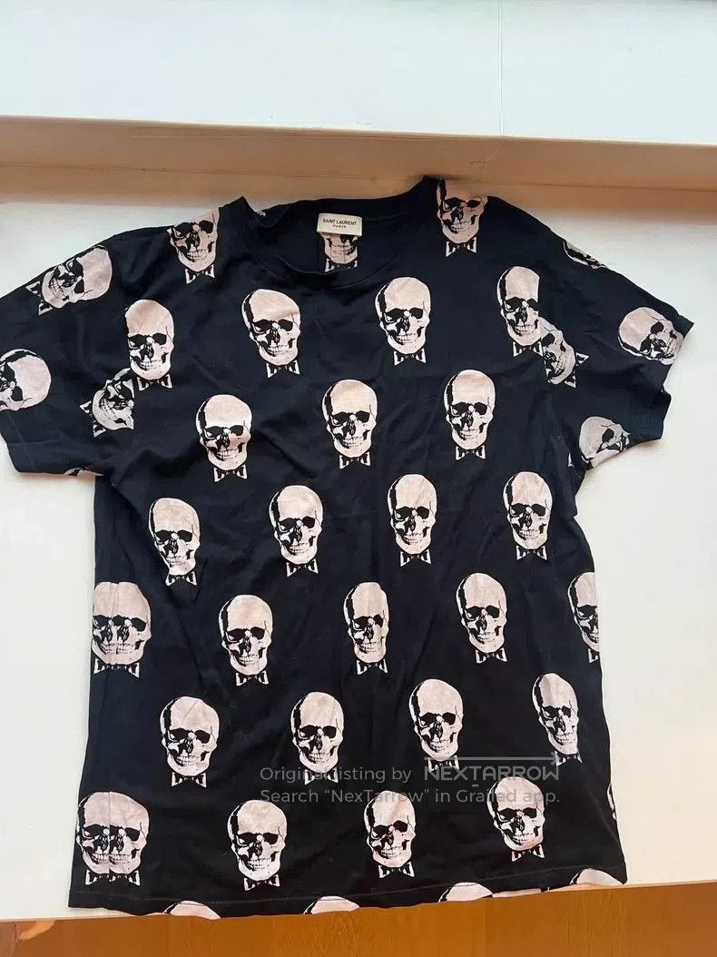 Saint Laurent Paris YSL Skull Print Short Sleeve Tee. Size US S / EU 44-46 / 1 - 2 Thumbnail