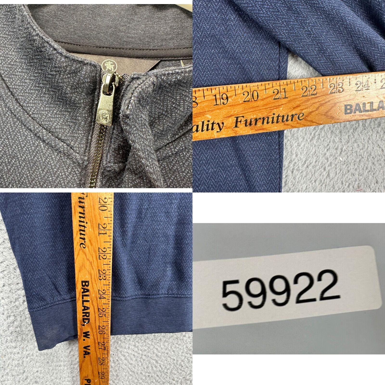 Hart Schaffner Marx Hart Schaffner Marx Sweater Mens Medium Blue Herringbone Quarter Zip Pullover Size US M / EU 48-50 / 2 - 8 Thumbnail