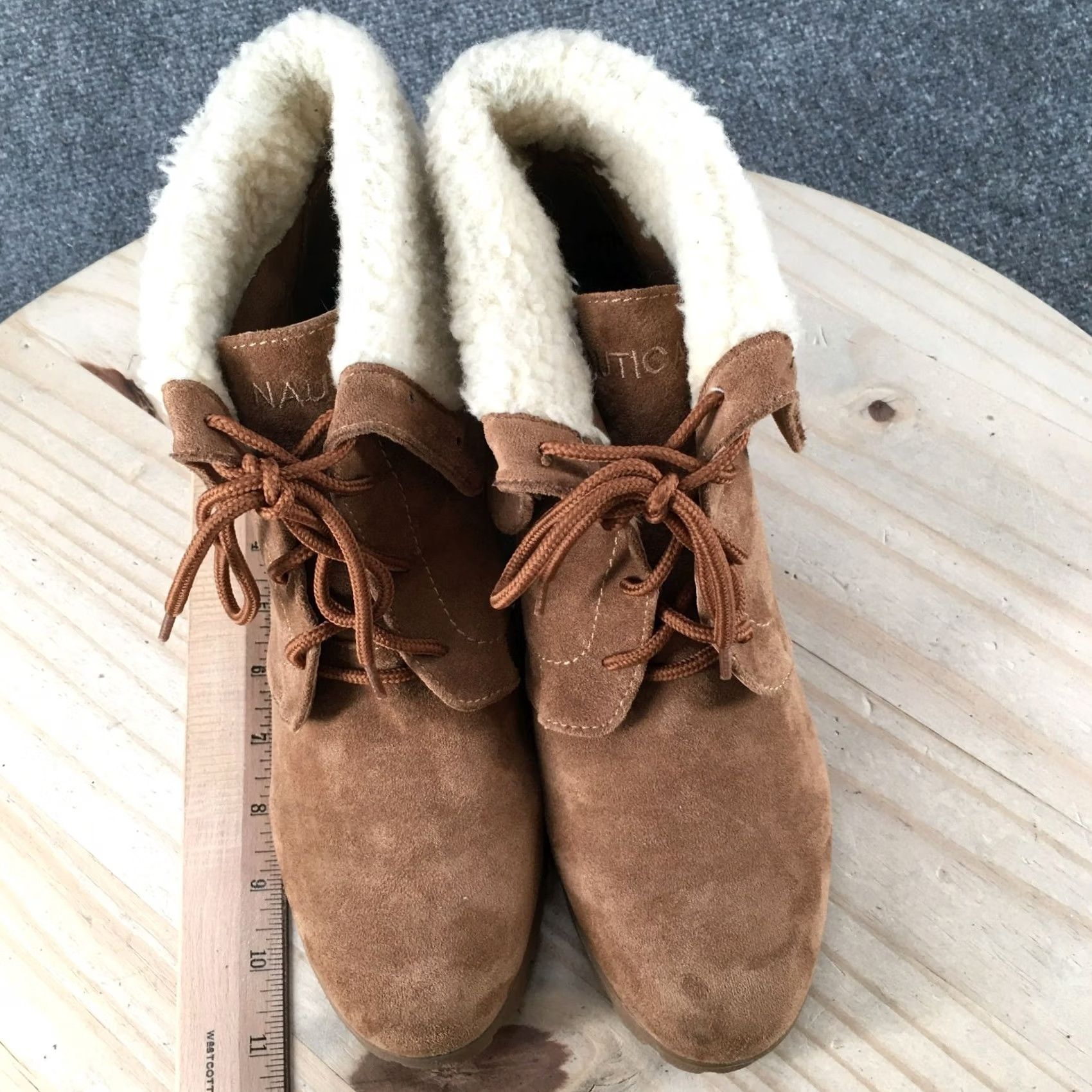 Nautica Nautica Winter Snow Boots Womens 10 Rendon Brown Suede Wedge Lace Up Faux Fur Boots Size US 10 / IT 40 - 5 Thumbnail