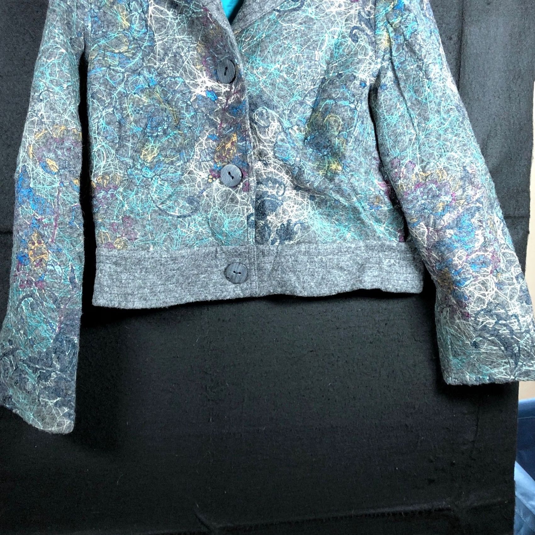 Vintage 600 West Womens Blazer Gray Wool Blend Lined Large Mid-Length Tweed Zip Front 600 West Womens Blazer Size L / US 10 / IT 46 - 3 Thumbnail
