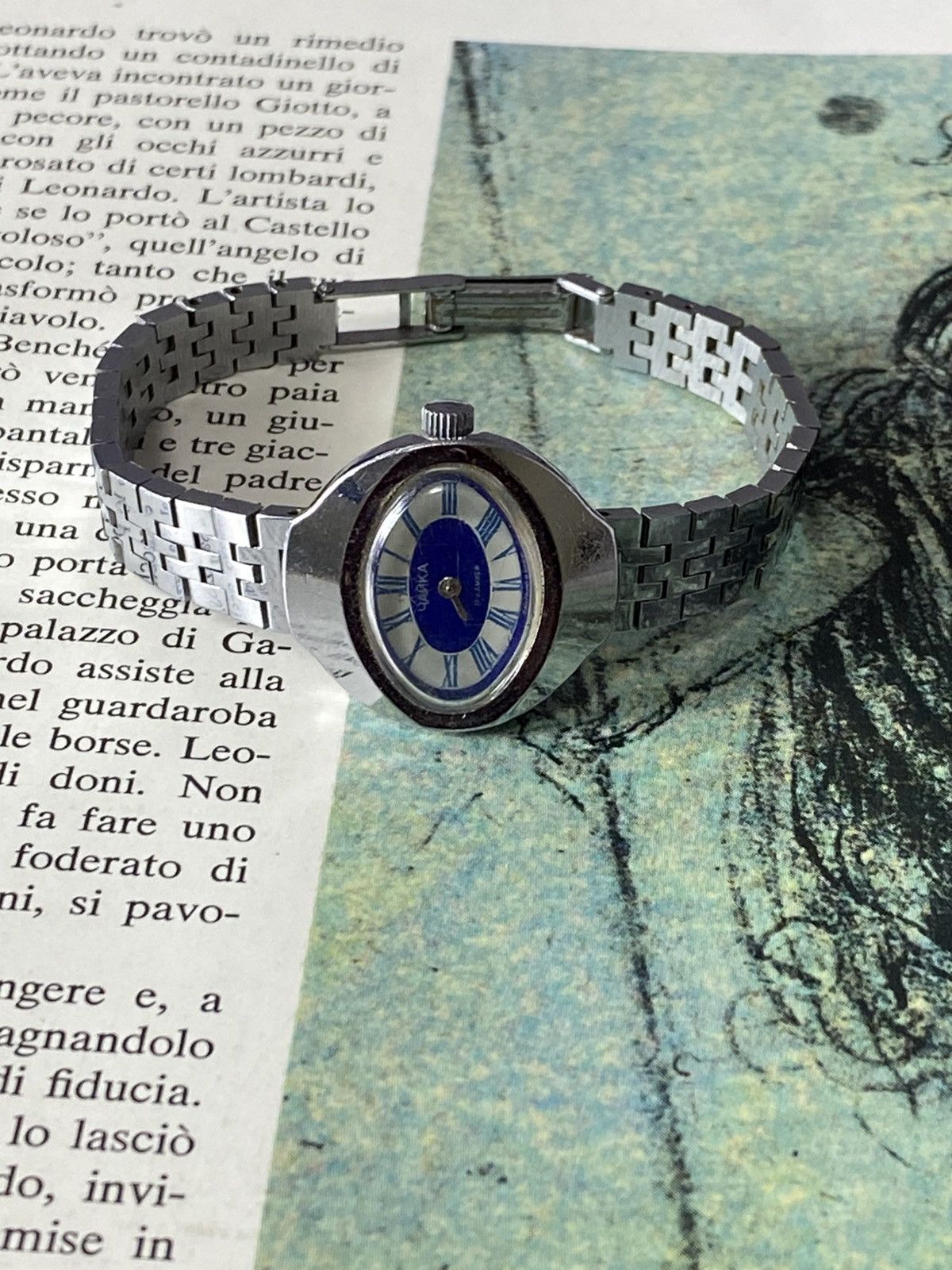 Jewelry Vintage USSR Chaika 17 Jewels Mechanical Watch Blue Dial Size ONE SIZE - 7 Thumbnail