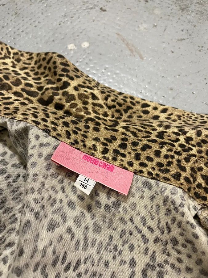 Roberto Cavalli 2000s Roberto Cavalli Beige & Black Leopard Shirt Size M / US 6-8 / IT 42-44 - 9 Thumbnail