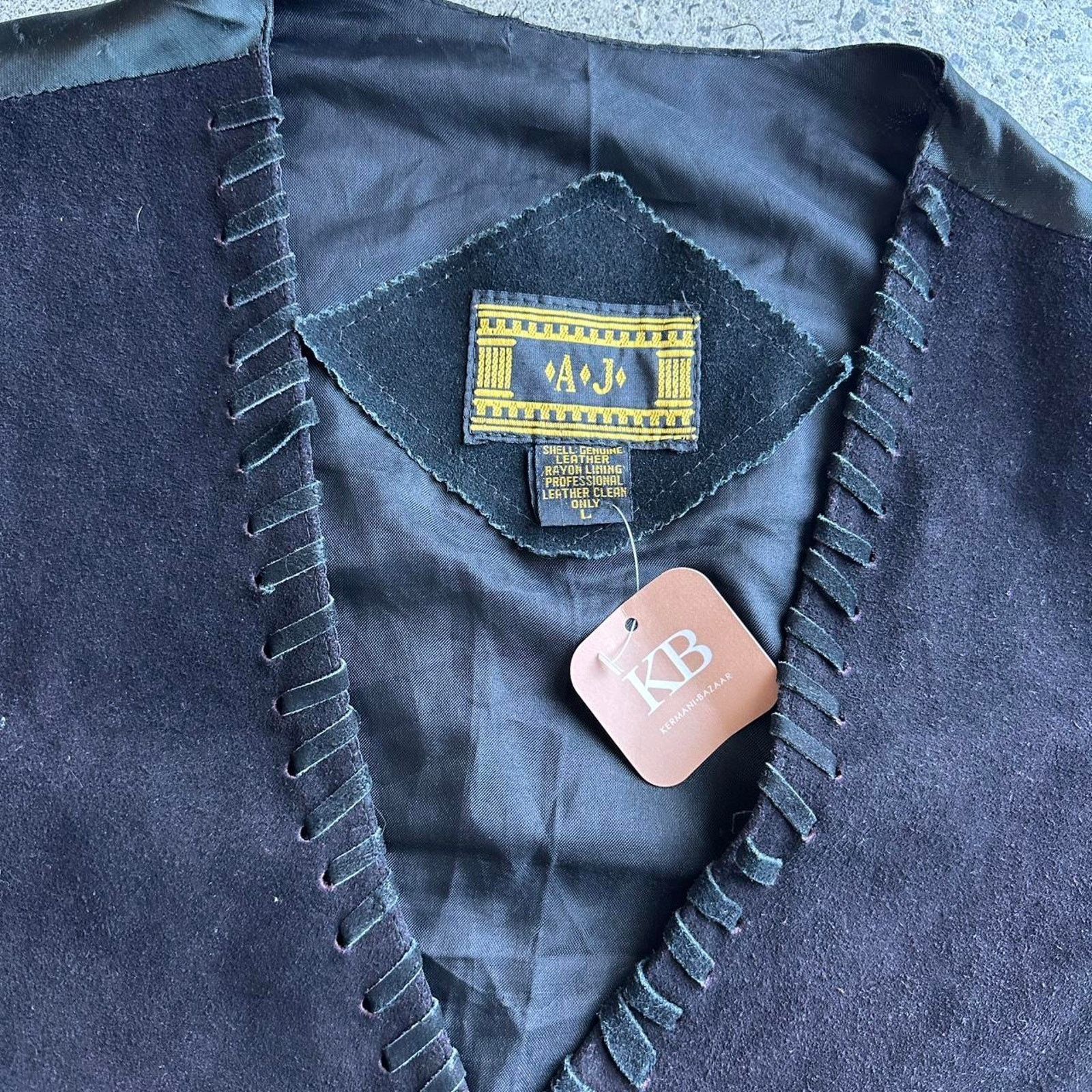 Vintage AJ’s Vest Black Suede Leather Snap 90s Western Rodeo Size US L / EU 52-54 / 3 - 2 Thumbnail