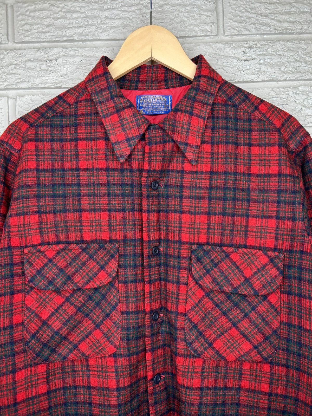Pendleton Vintage 60s Pendleton Loop Collar Wool Board Shirt Size US L / EU 52-54 / 3 - 3 Thumbnail
