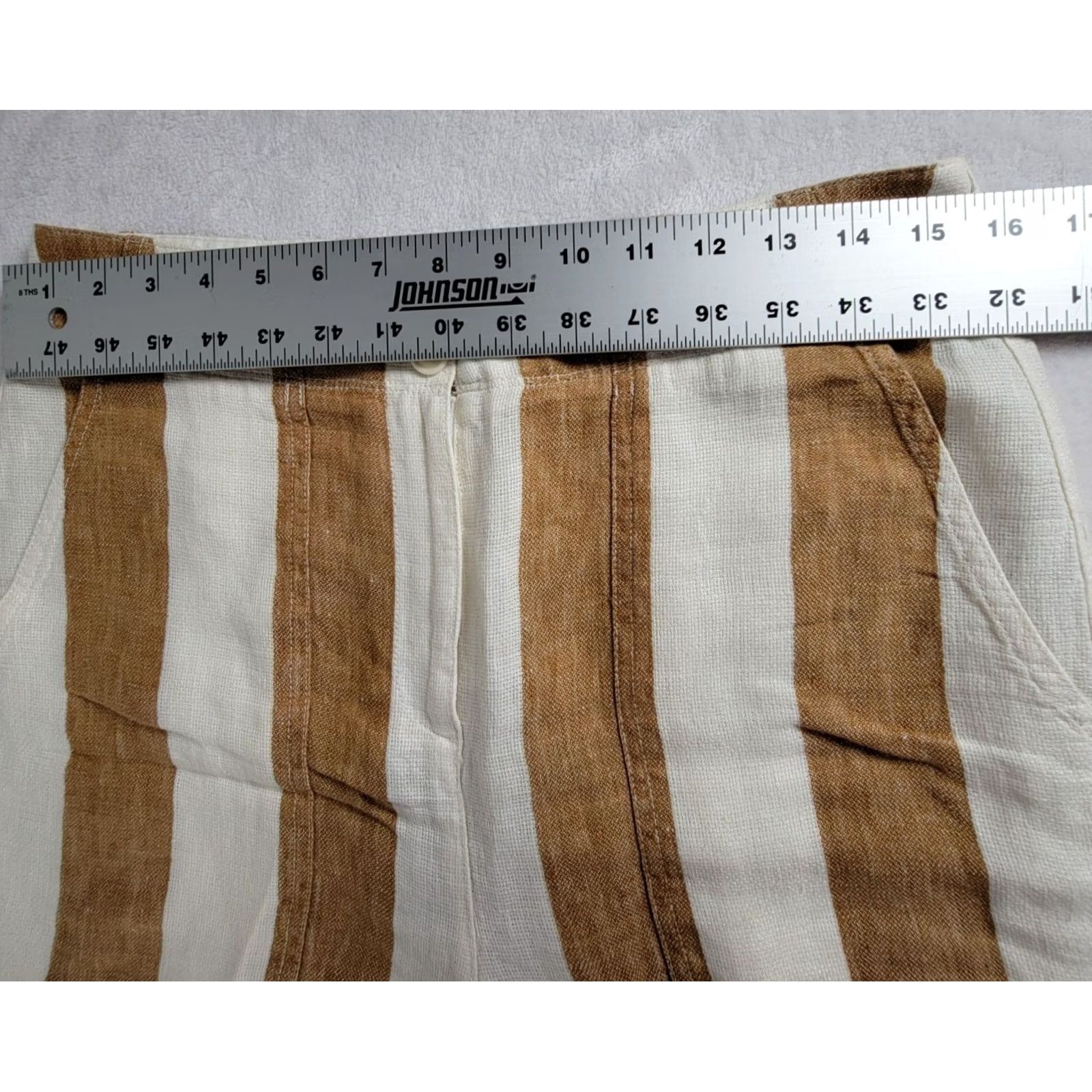 J.Crew J.Crew Womens Linen Striped High Rise Cropped Wide-Leg Pants Size 8 Brown/White Size 30" / US 8 / IT 44 - 6 Thumbnail