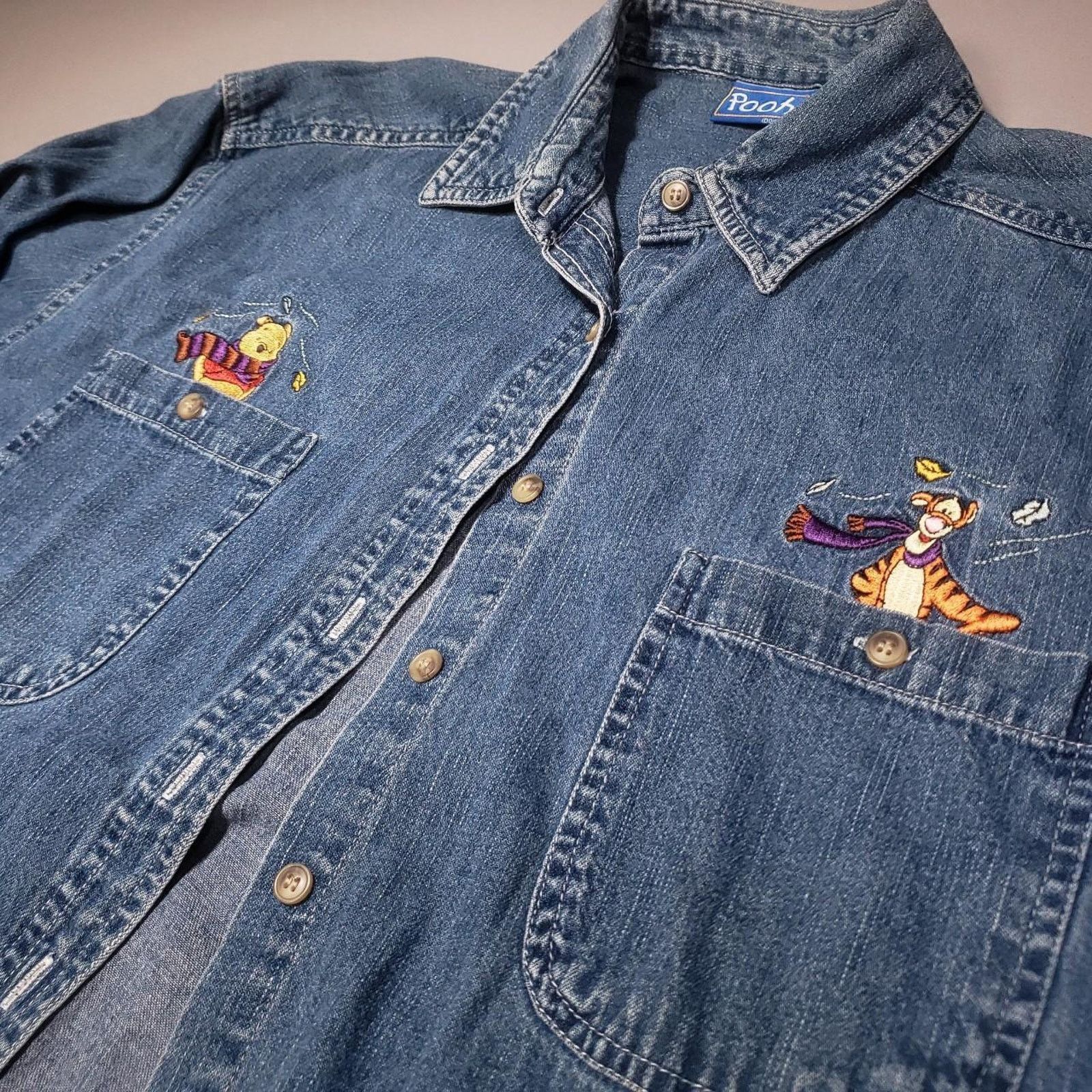 Disney Vintage Disney Winnie the Pooh Denim Button down Mens Large Size US L / EU 52-54 / 3 - 2 Thumbnail